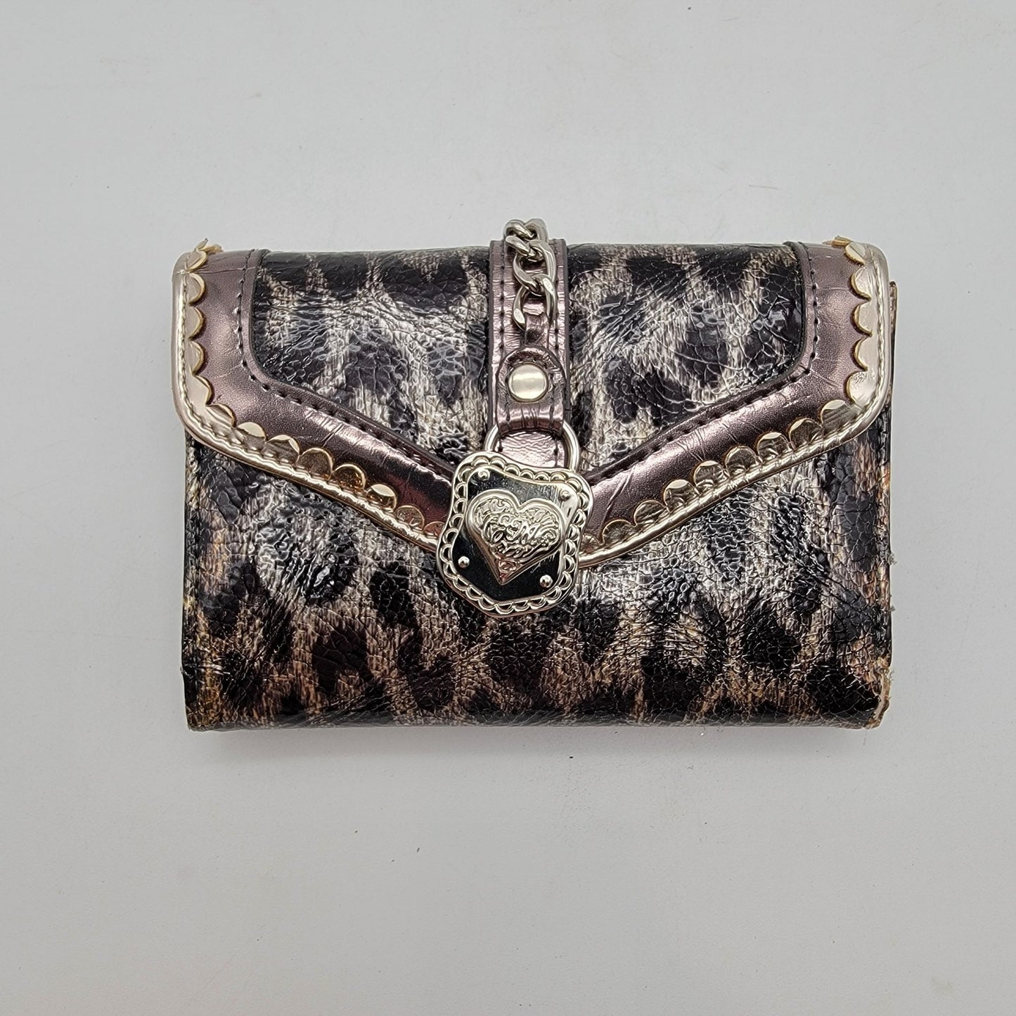 Vintage Y2K STAR By Julien Macdonald Leopard Print Glam Trifold Wallet