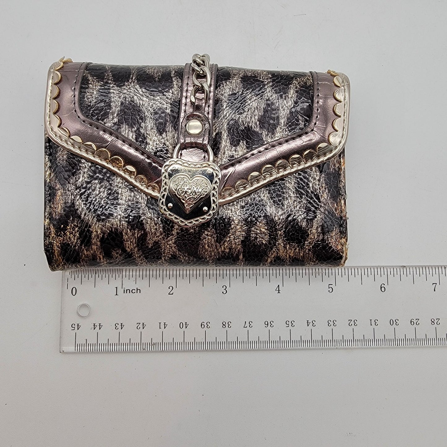 Vintage Y2K STAR By Julien Macdonald Leopard Print Glam Trifold Wallet