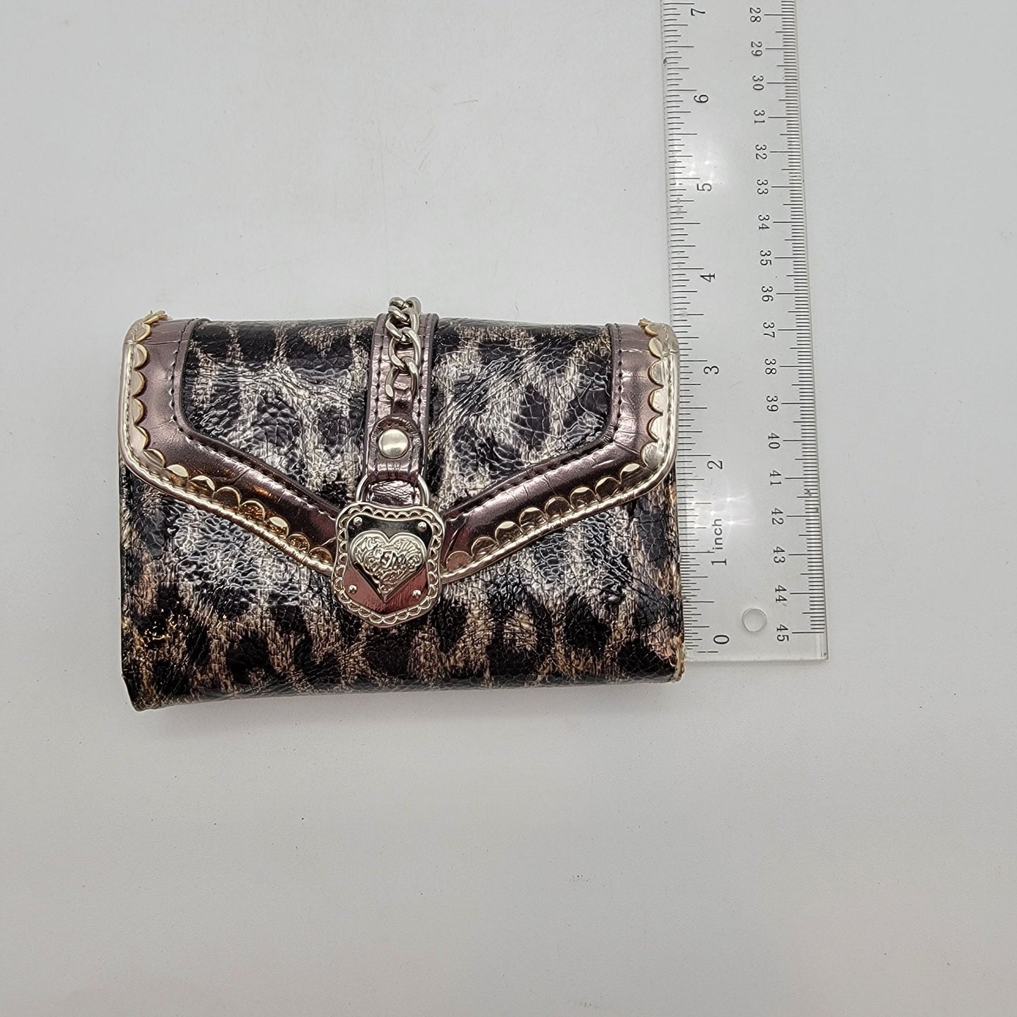 Vintage Y2K STAR By Julien Macdonald Leopard Print Glam Trifold Wallet
