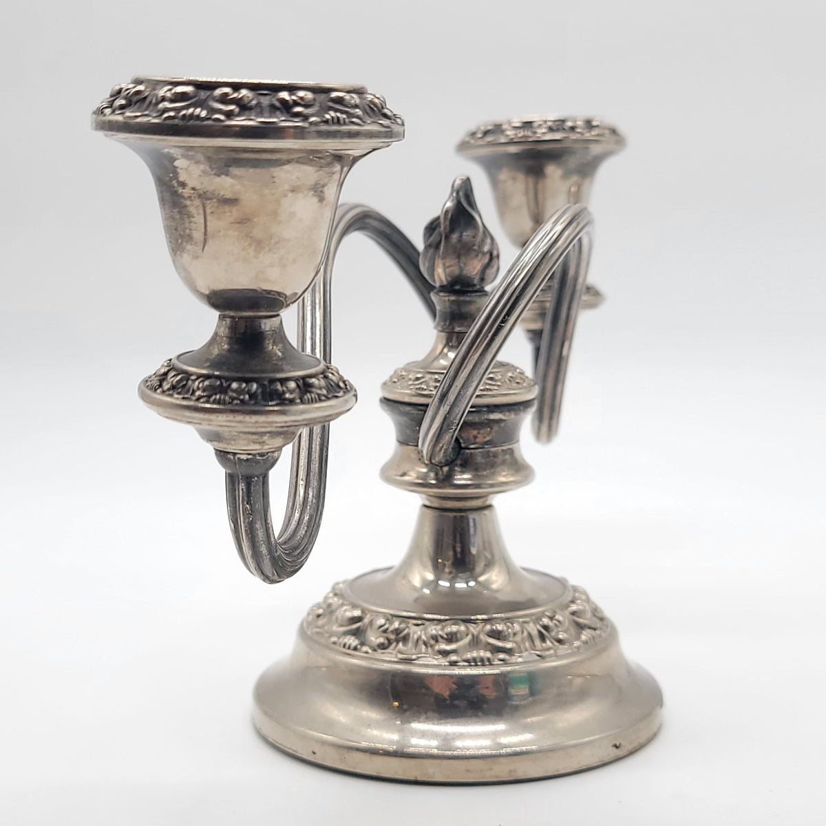 Mid Century Lanthe Of England Silverplated Two-Branch Candelabra