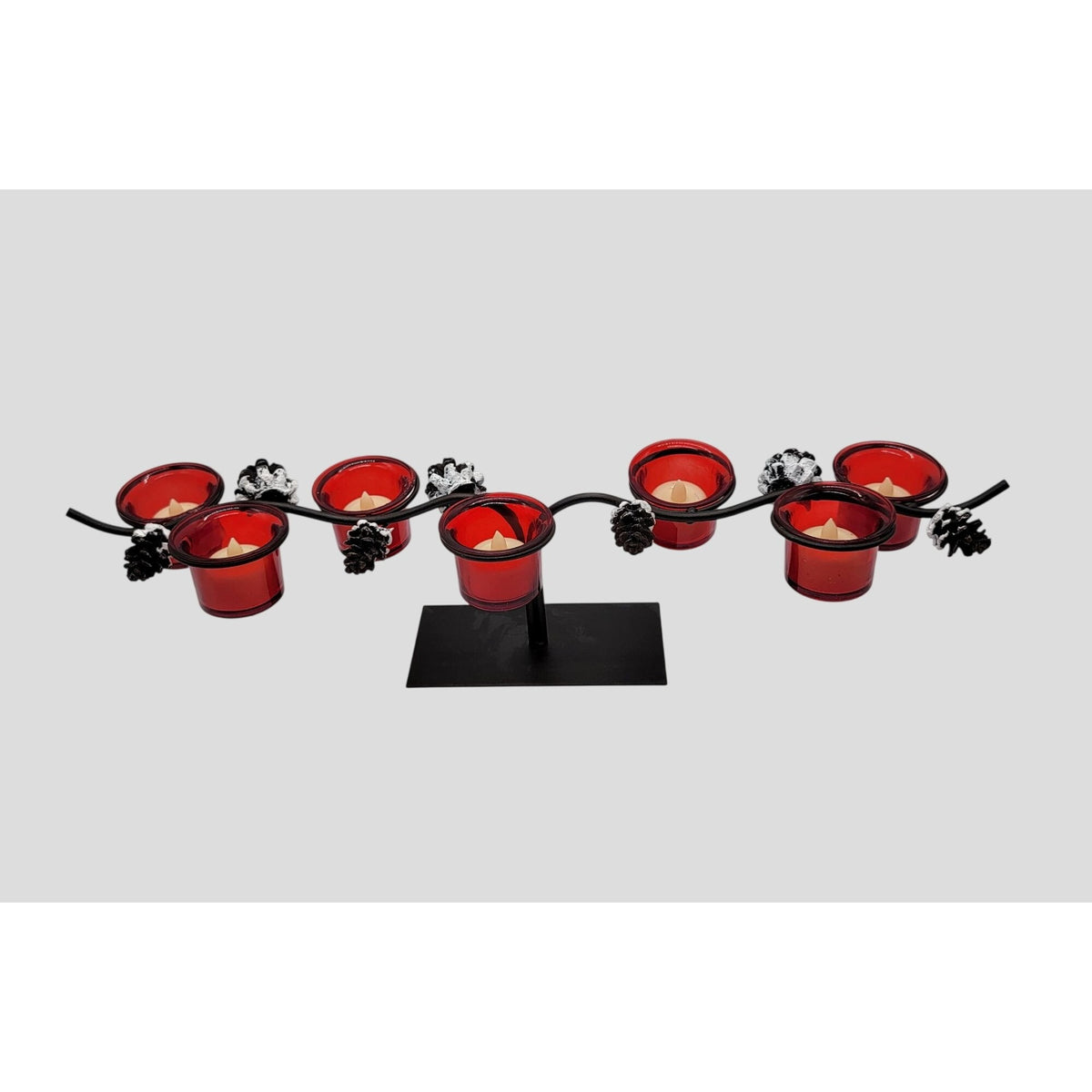Wrought Iron 5-Cup Votive Pinecone Holiday Candle Centerpiece