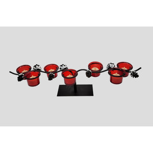 Wrought Iron 5-Cup Votive Pinecone Holiday Candle Centerpiece