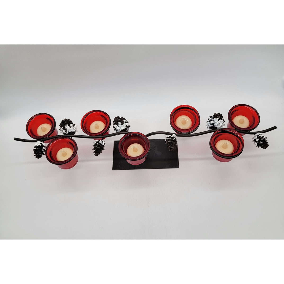 Wrought Iron 5-Cup Votive Pinecone Holiday Candle Centerpiece
