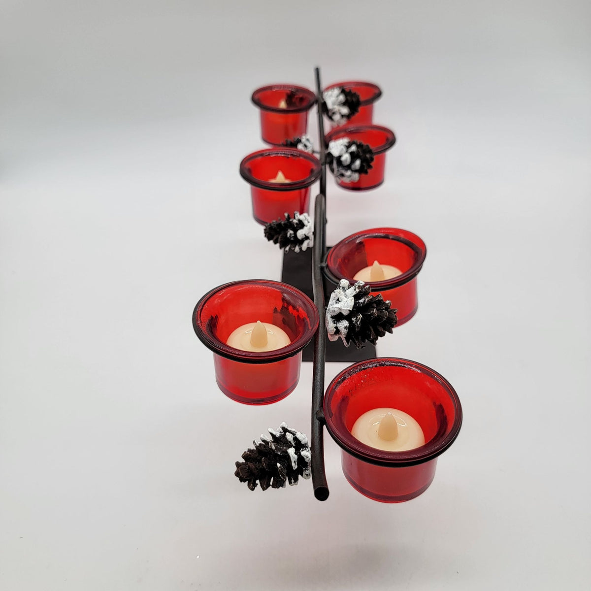 Wrought Iron 5-Cup Votive Pinecone Holiday Candle Centerpiece
