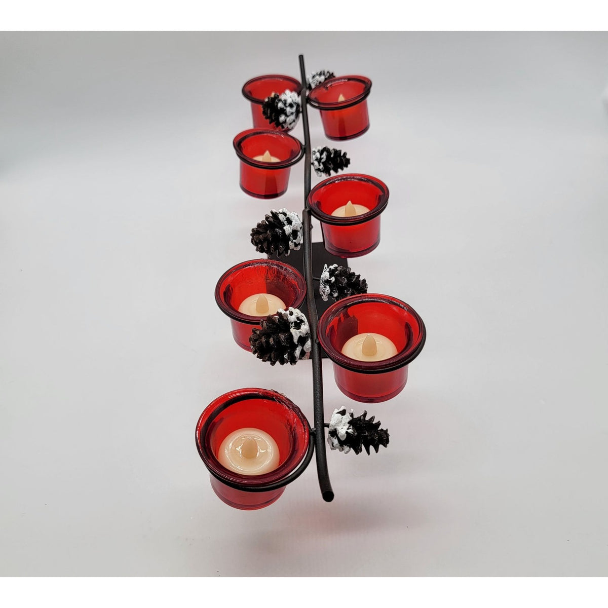 Wrought Iron 5-Cup Votive Pinecone Holiday Candle Centerpiece