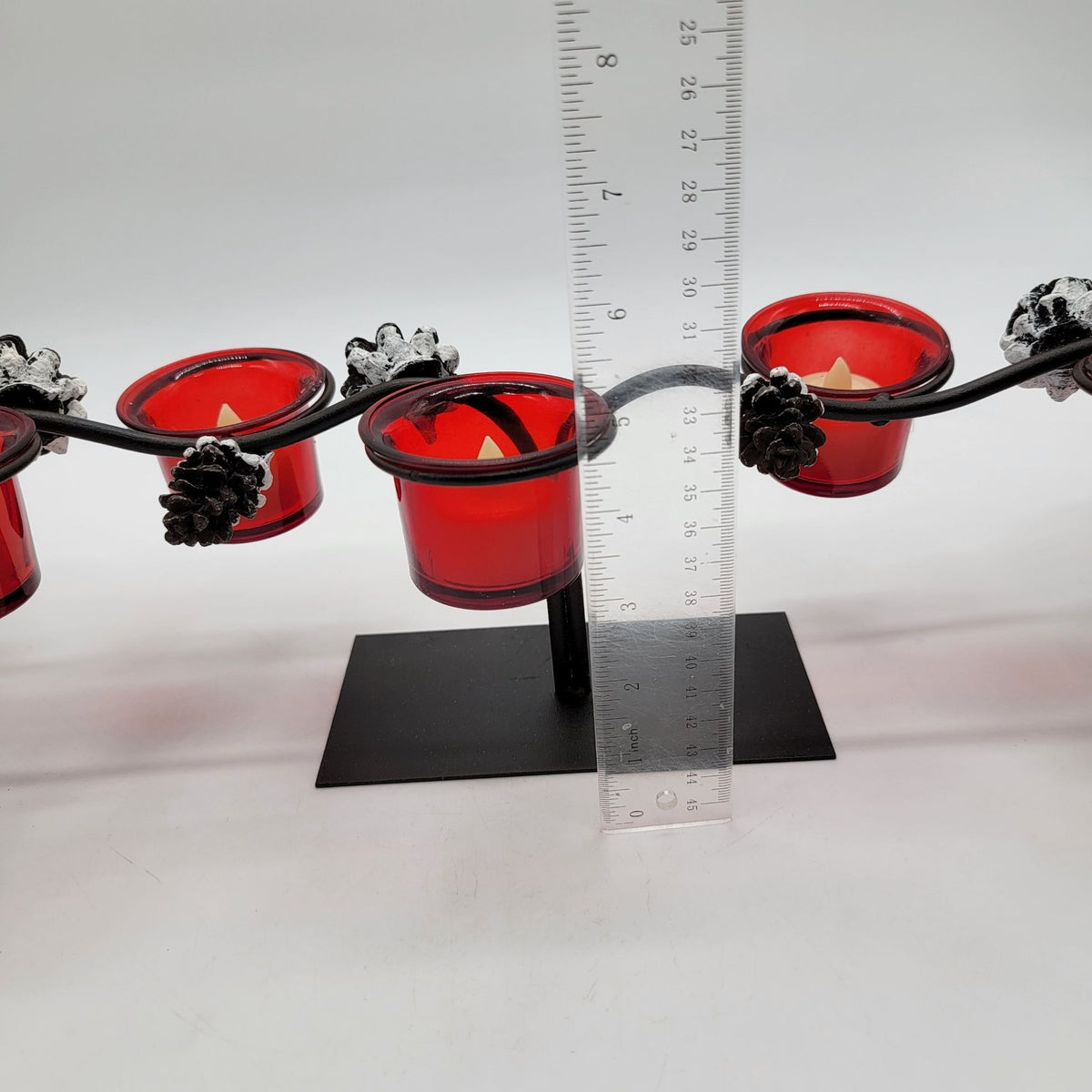 Wrought Iron 5-Cup Votive Pinecone Holiday Candle Centerpiece