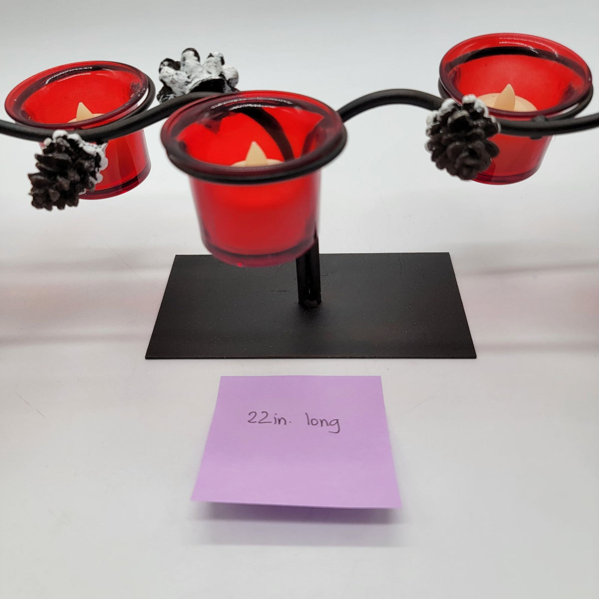 Wrought Iron 5-Cup Votive Pinecone Holiday Candle Centerpiece