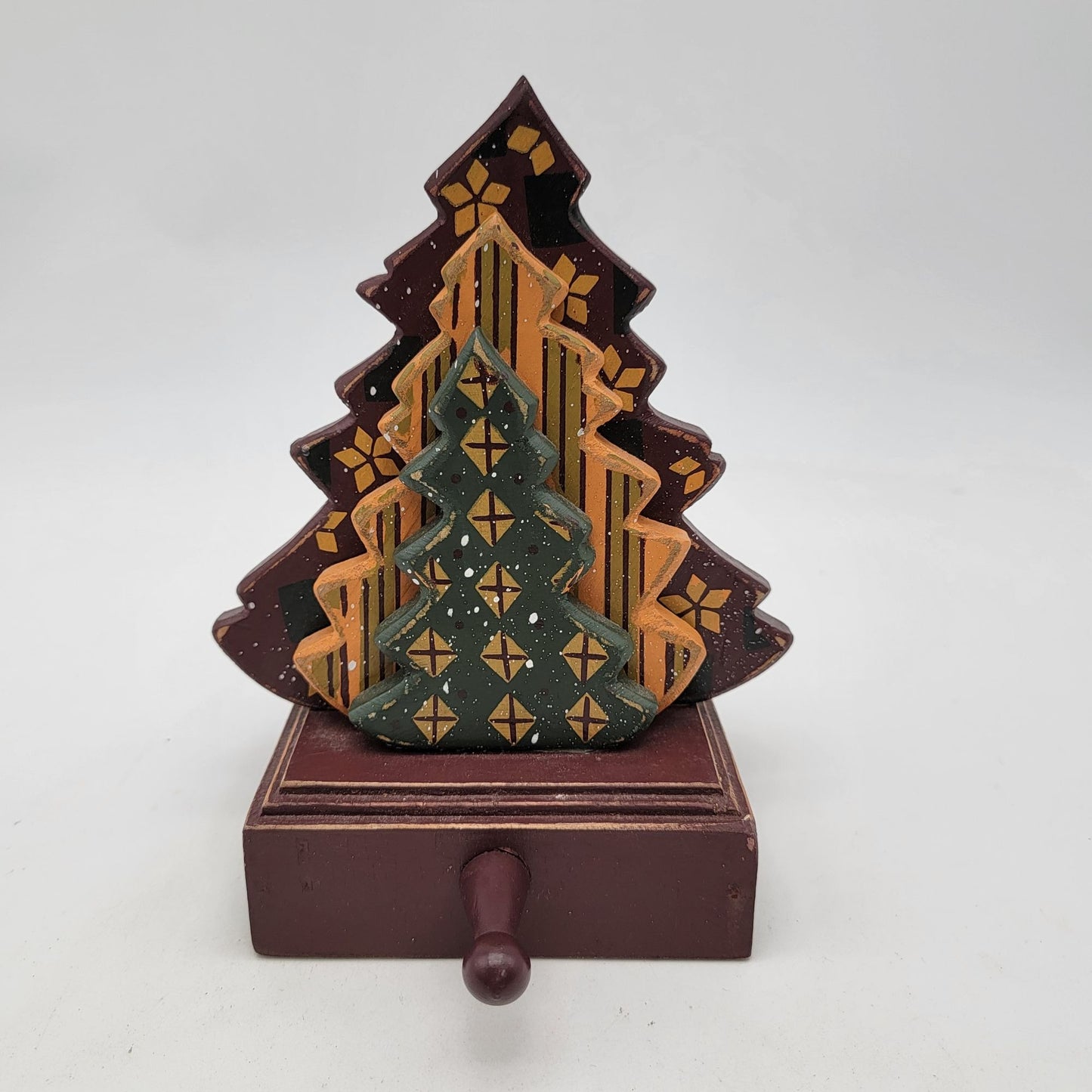 Handcrafted Wooden Christmas Tree Stocking Holder