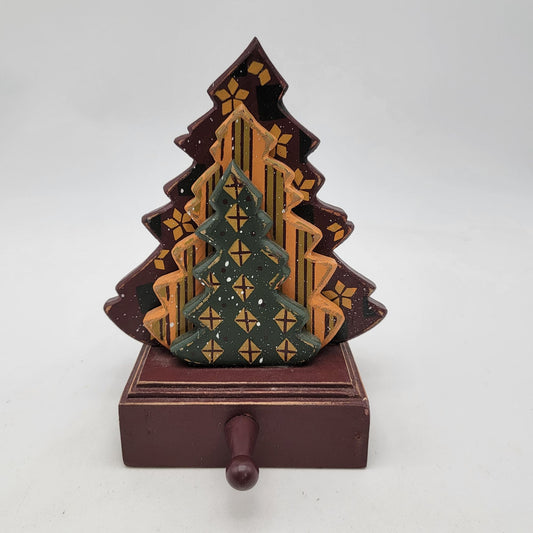 Handcrafted Wooden Christmas Tree Stocking Holder