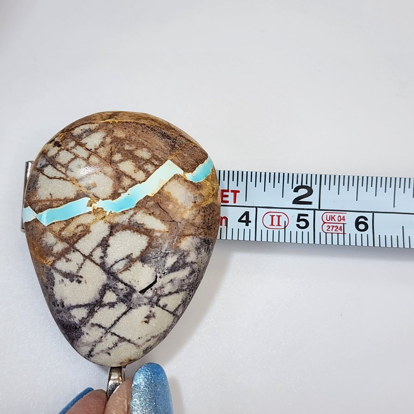 Artisan White Horse Royston Turquoise Gemstone Cabochon Pendant