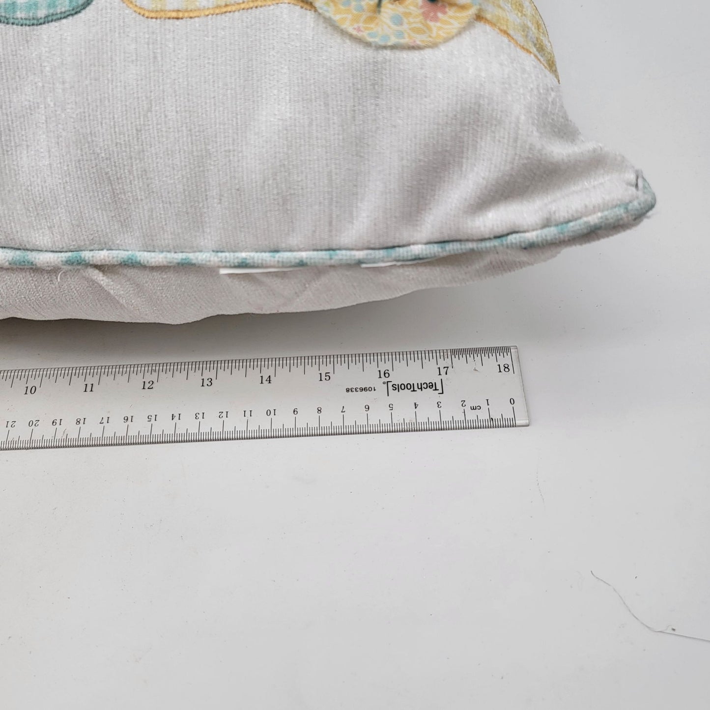 Decorative Easter Bunny Throw Pillow With Gingham & Floral Accents