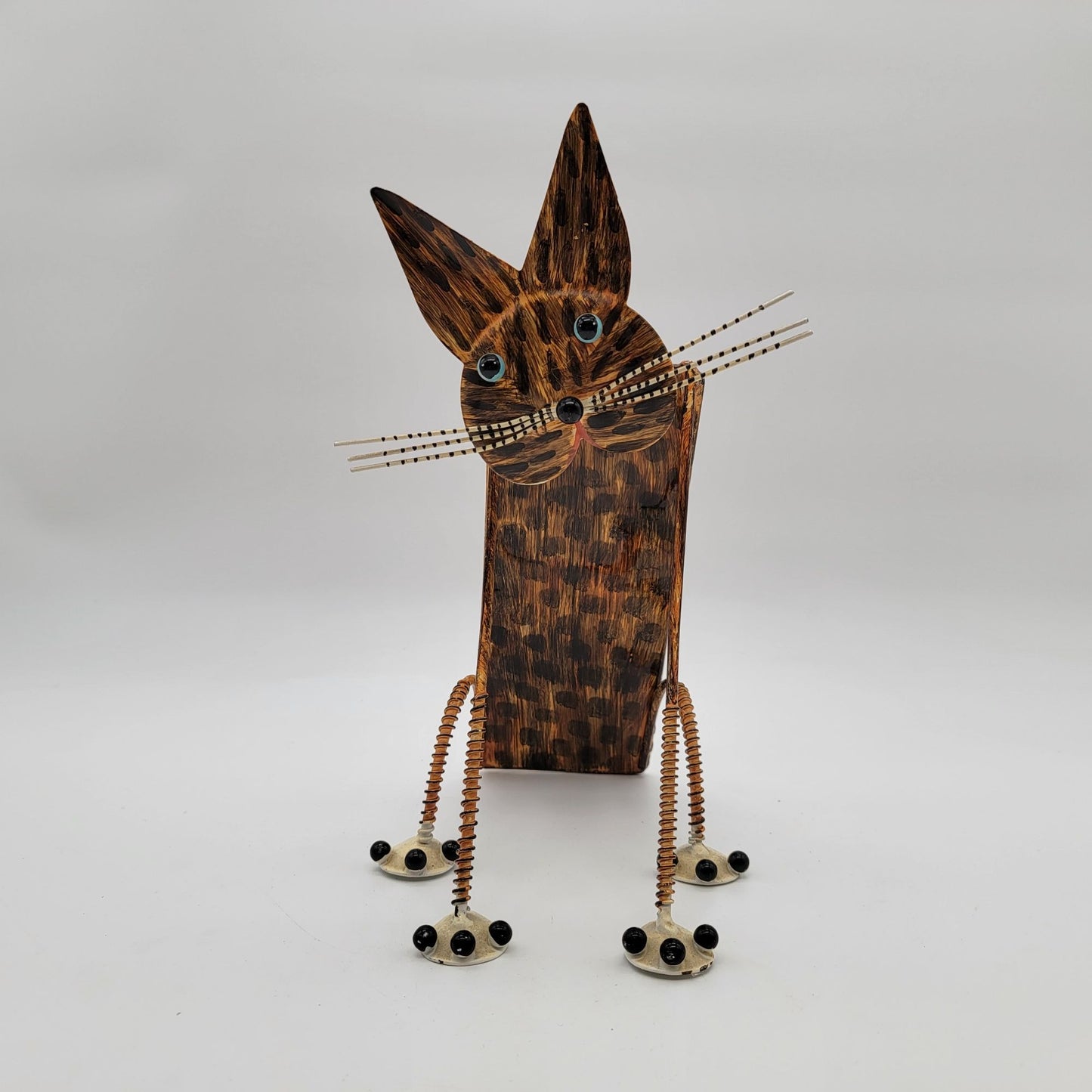Vintage Whimsical Metal Spotted Cat Garden Sculpture
