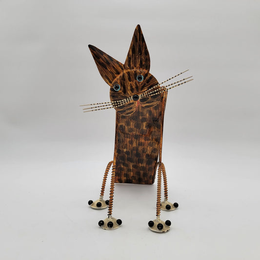 Vintage Whimsical Metal Spotted Cat Garden Sculpture