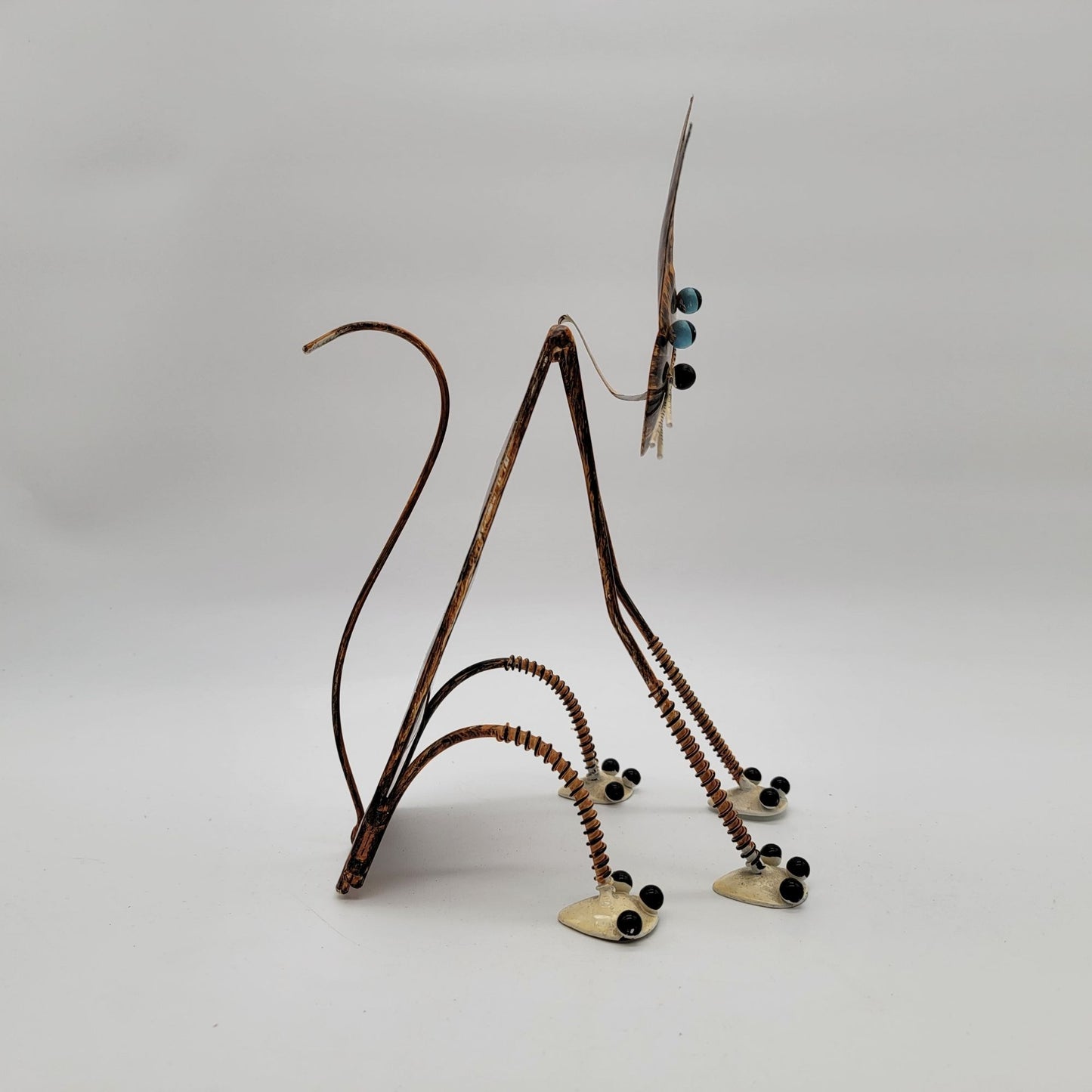 Vintage Whimsical Metal Spotted Cat Garden Sculpture