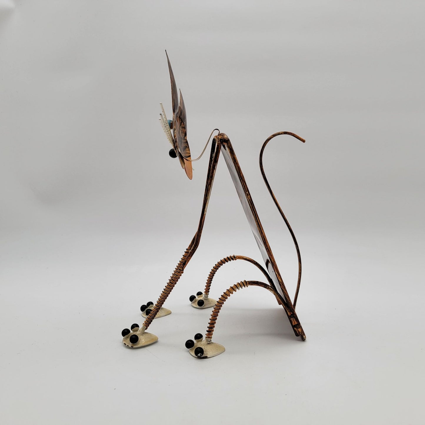 Vintage Whimsical Metal Spotted Cat Garden Sculpture