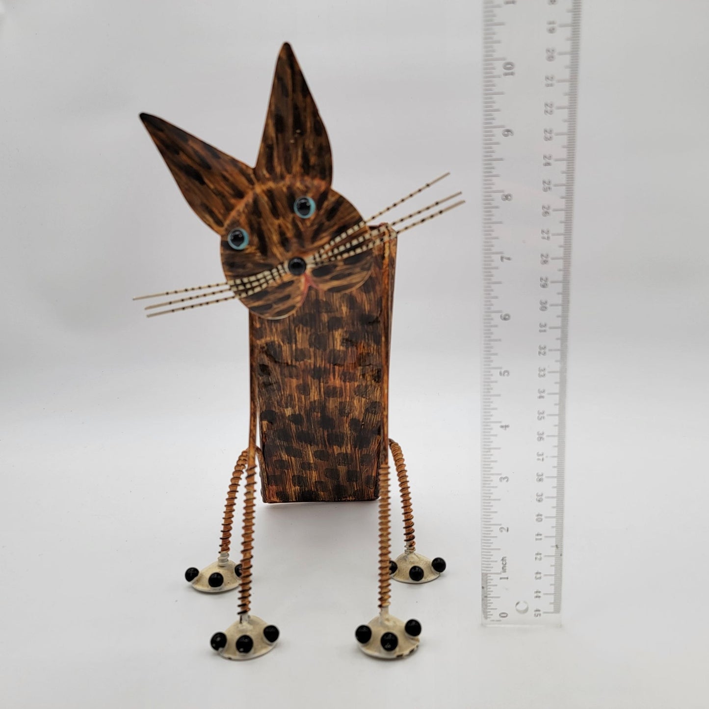 Vintage Whimsical Metal Spotted Cat Garden Sculpture