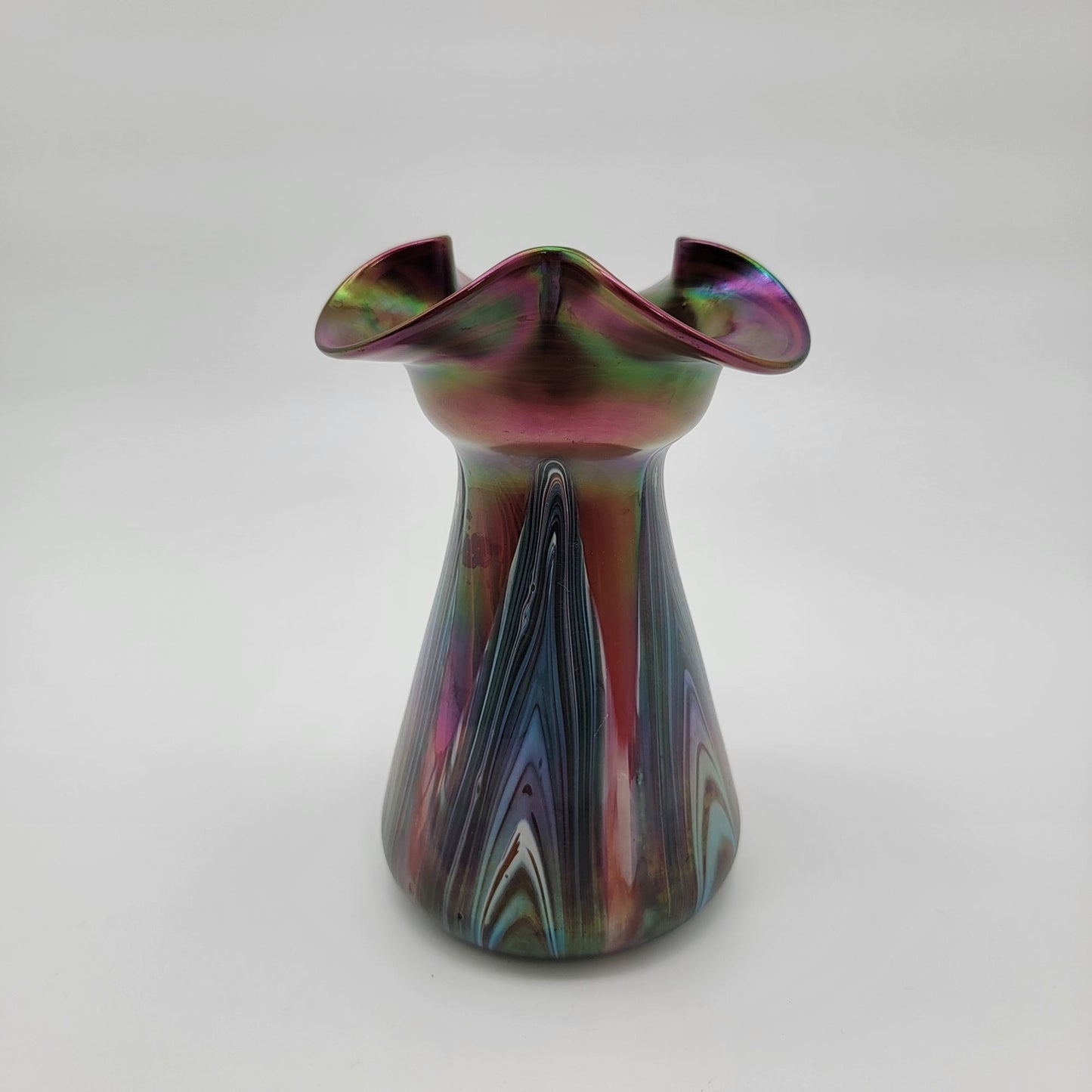 Antique Art Nouveau Josef Rindskopf Bohemian Pulled Feather Iridescent Art Glass Vase