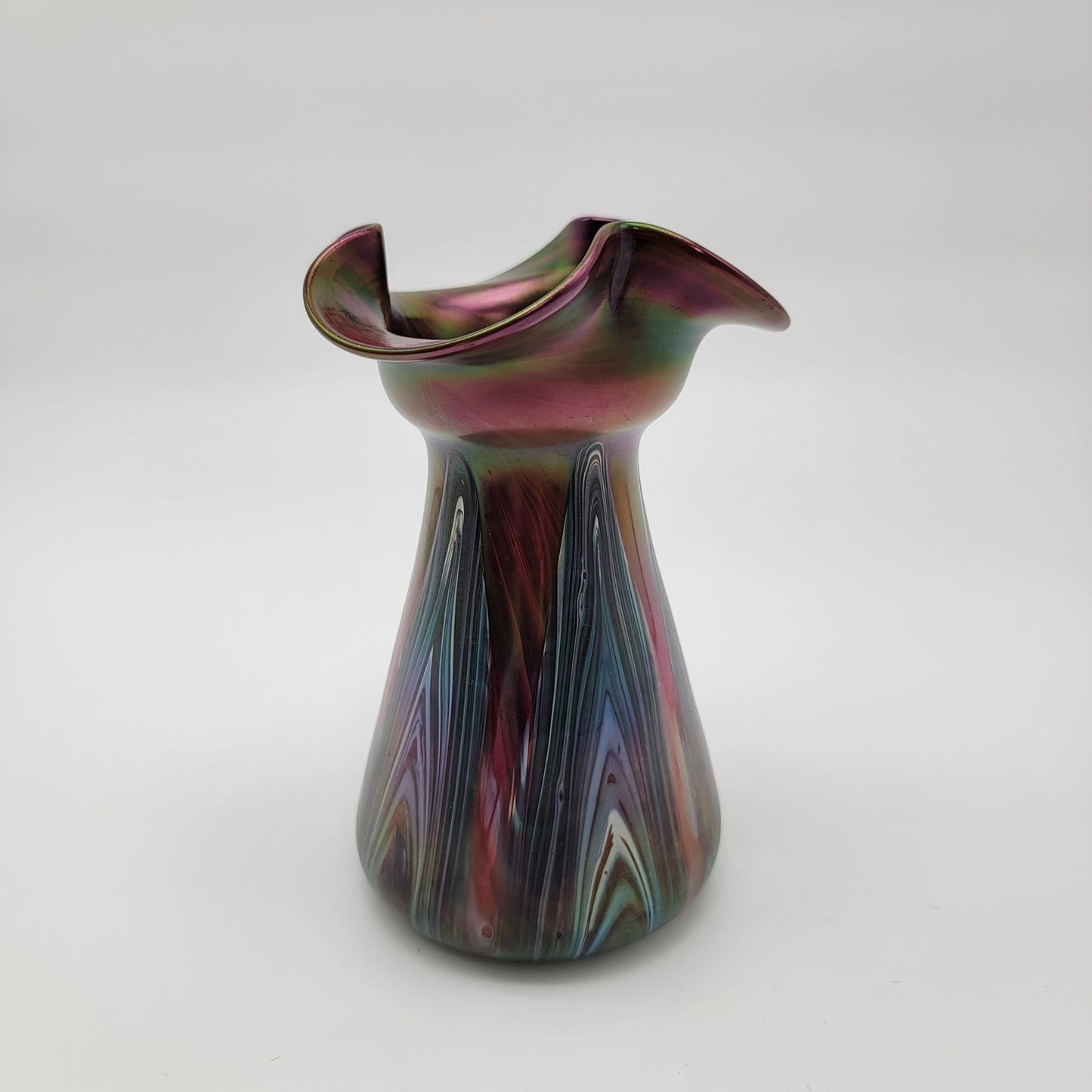 Antique Art Nouveau Josef Rindskopf Bohemian Pulled Feather Iridescent Art Glass Vase