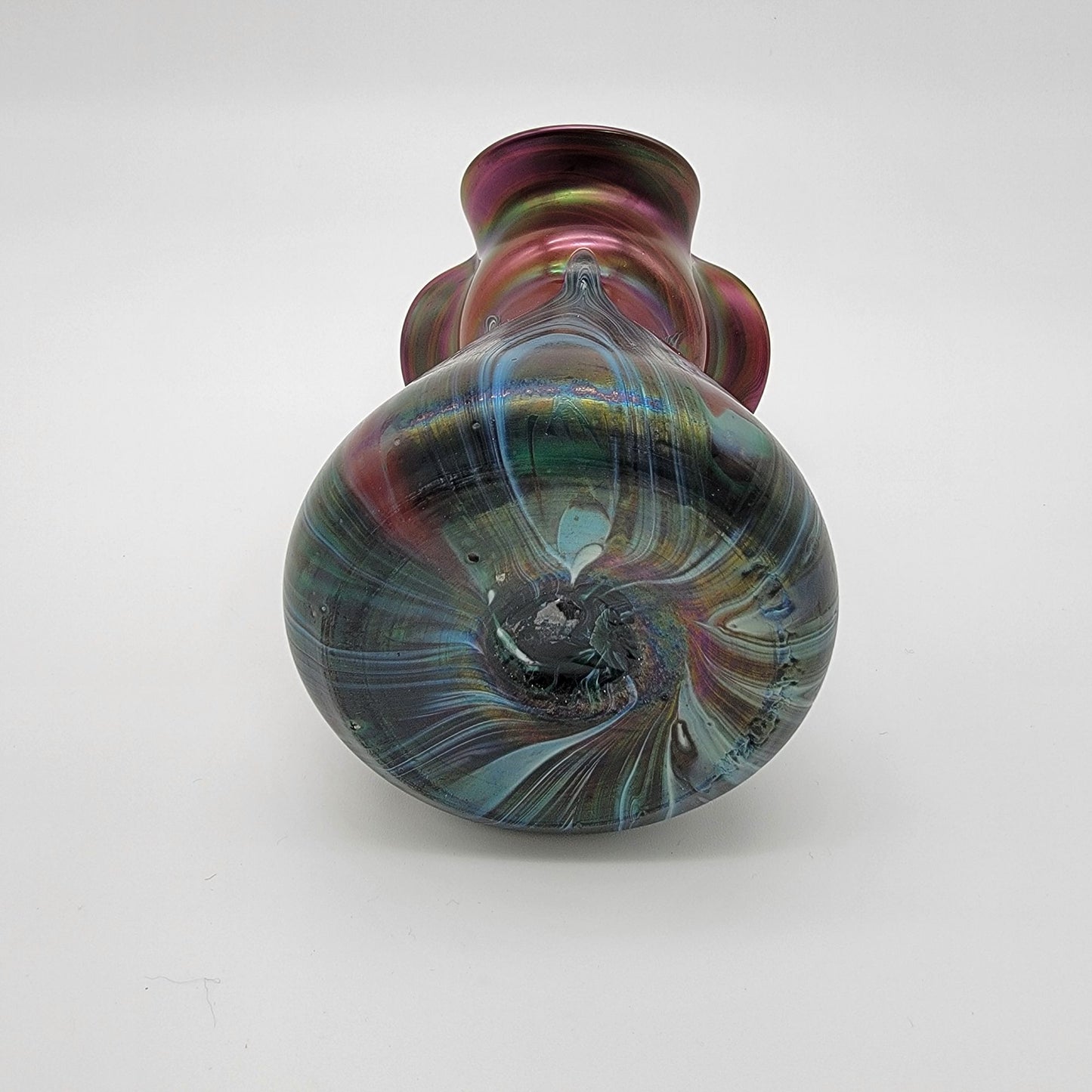Antique Art Nouveau Josef Rindskopf Bohemian Pulled Feather Iridescent Art Glass Vase