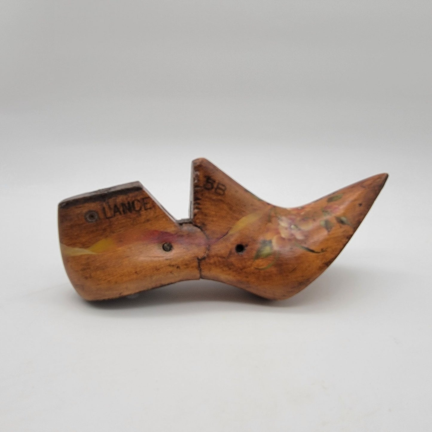 Vintage Wood Cobbler's Shoe Form Hand-Painted Folk Art