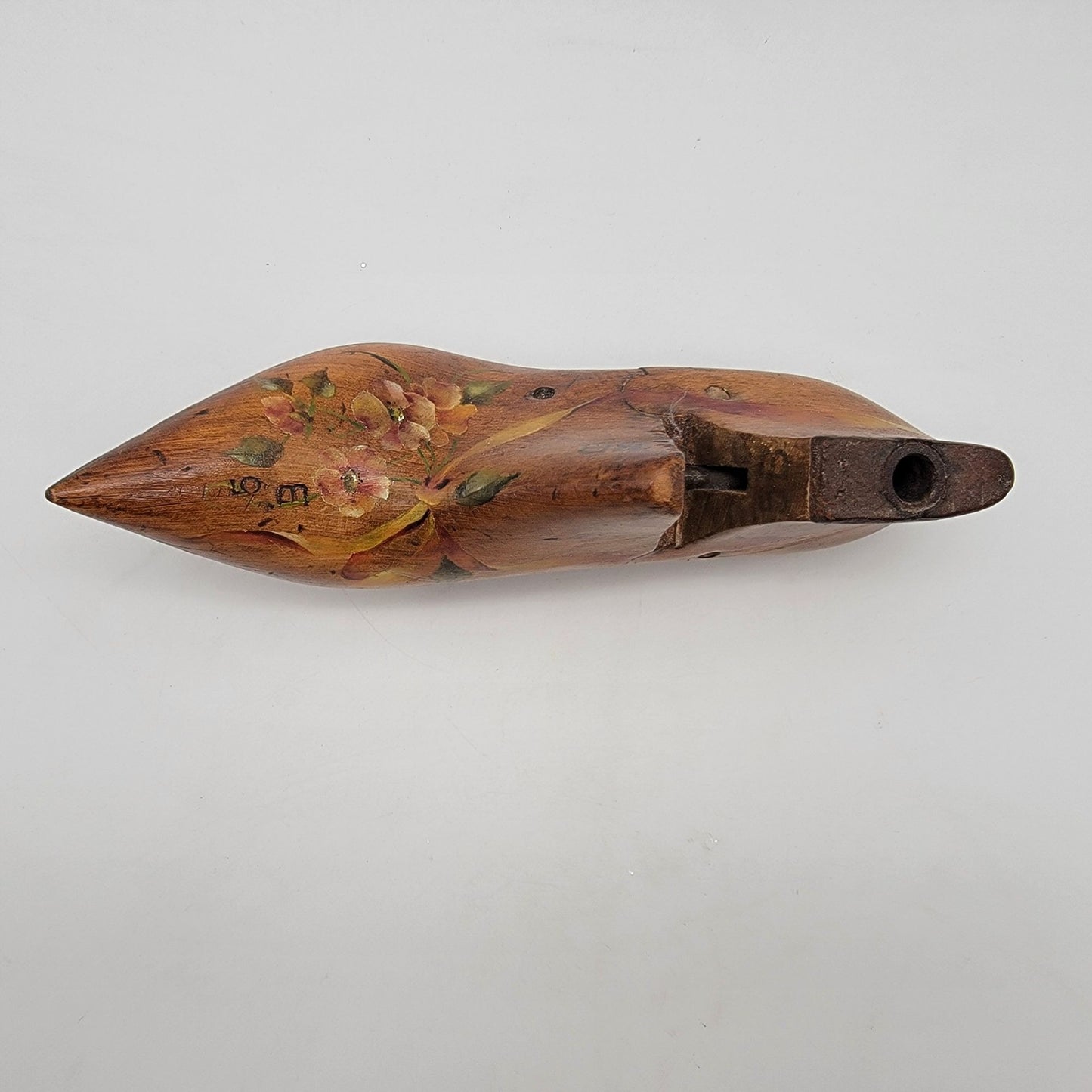 Vintage Wood Cobbler's Shoe Form Hand-Painted Folk Art