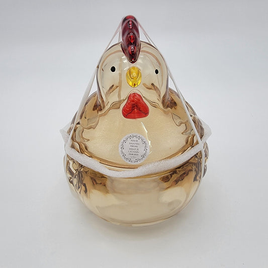 Hand Painted Glass Chicken Jar - NEW