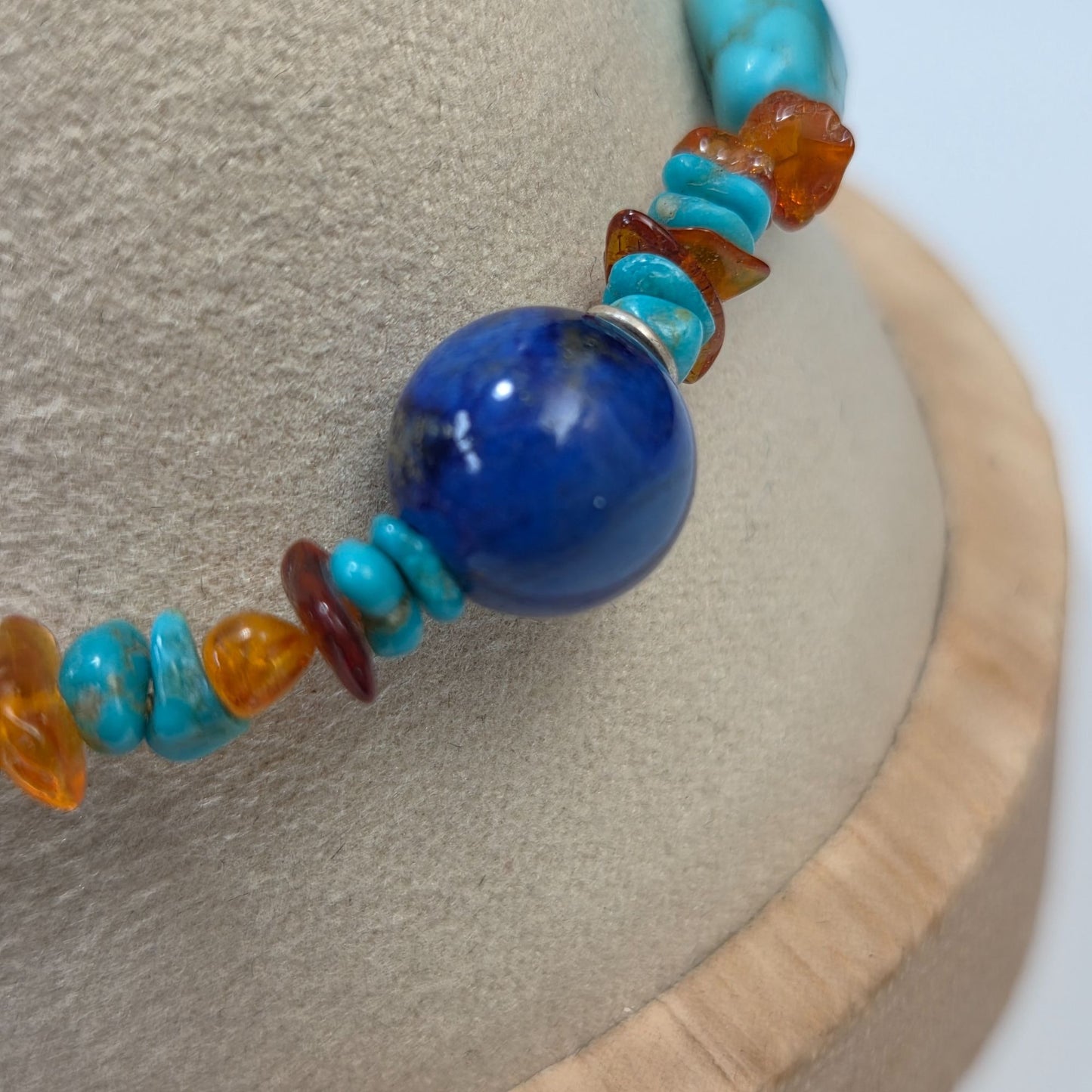 Artisan Natural Amber & Gemstone Chunks & Chips Stretch Bracelet