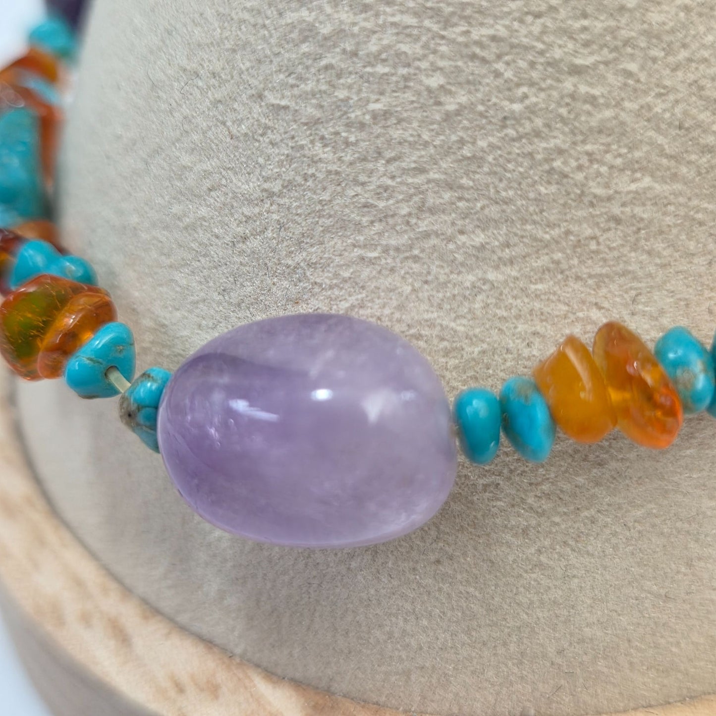 Artisan Natural Amber & Gemstone Chunks & Chips Stretch Bracelet