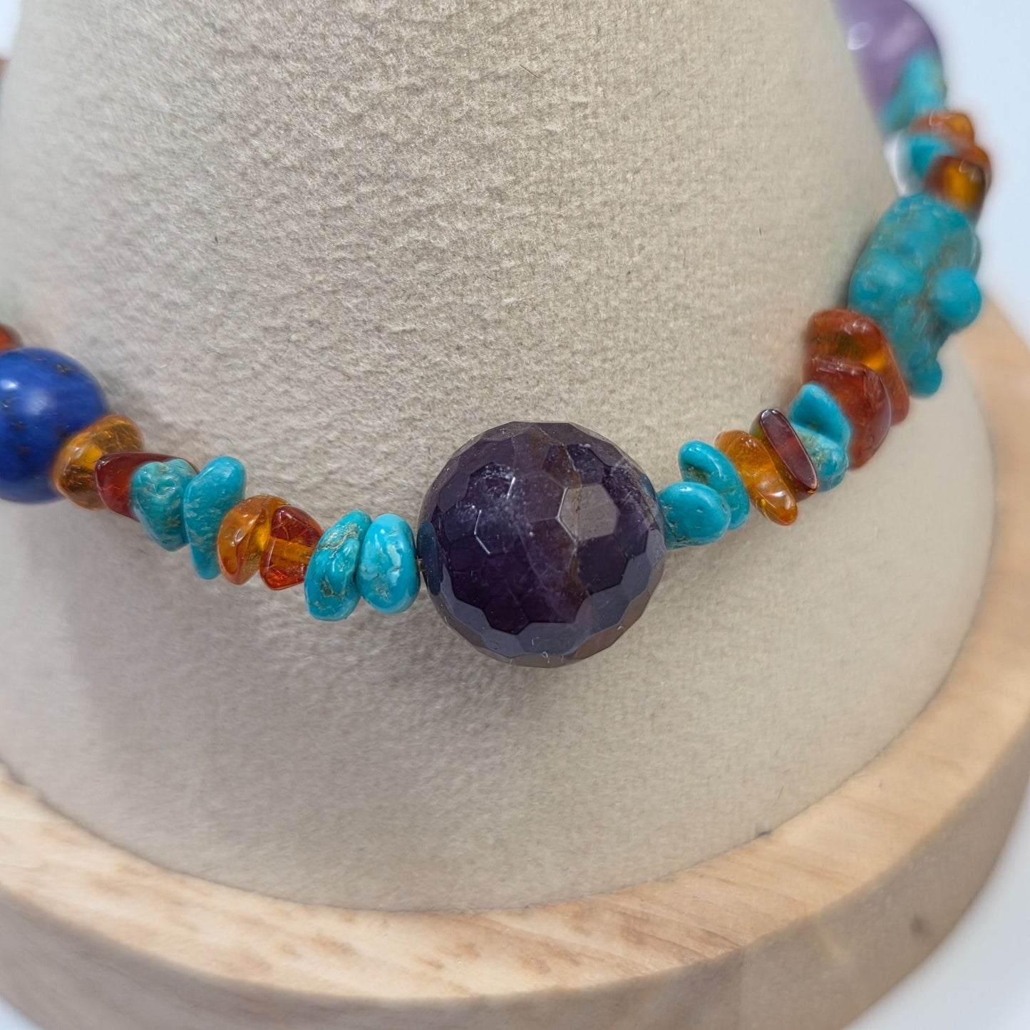Artisan Natural Amber & Gemstone Chunks & Chips Stretch Bracelet