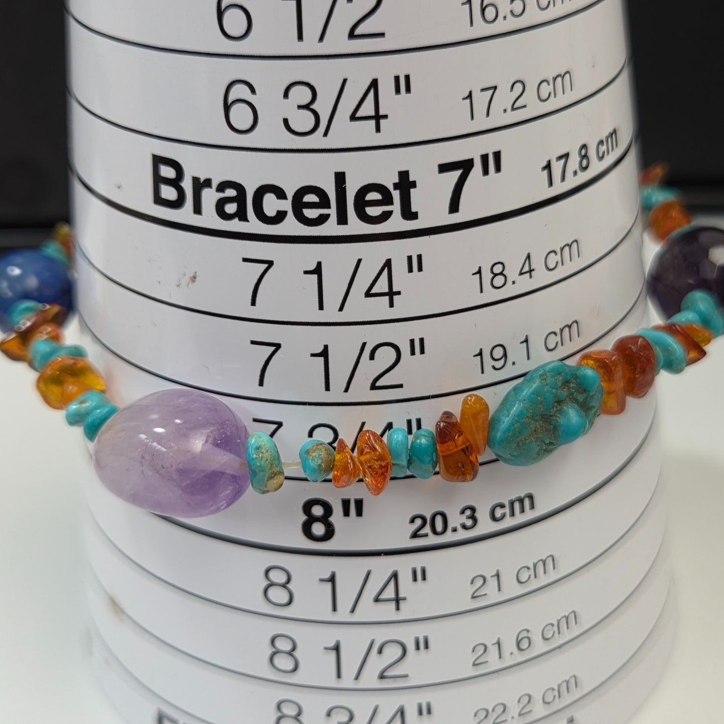 Artisan Natural Amber & Gemstone Chunks & Chips Stretch Bracelet