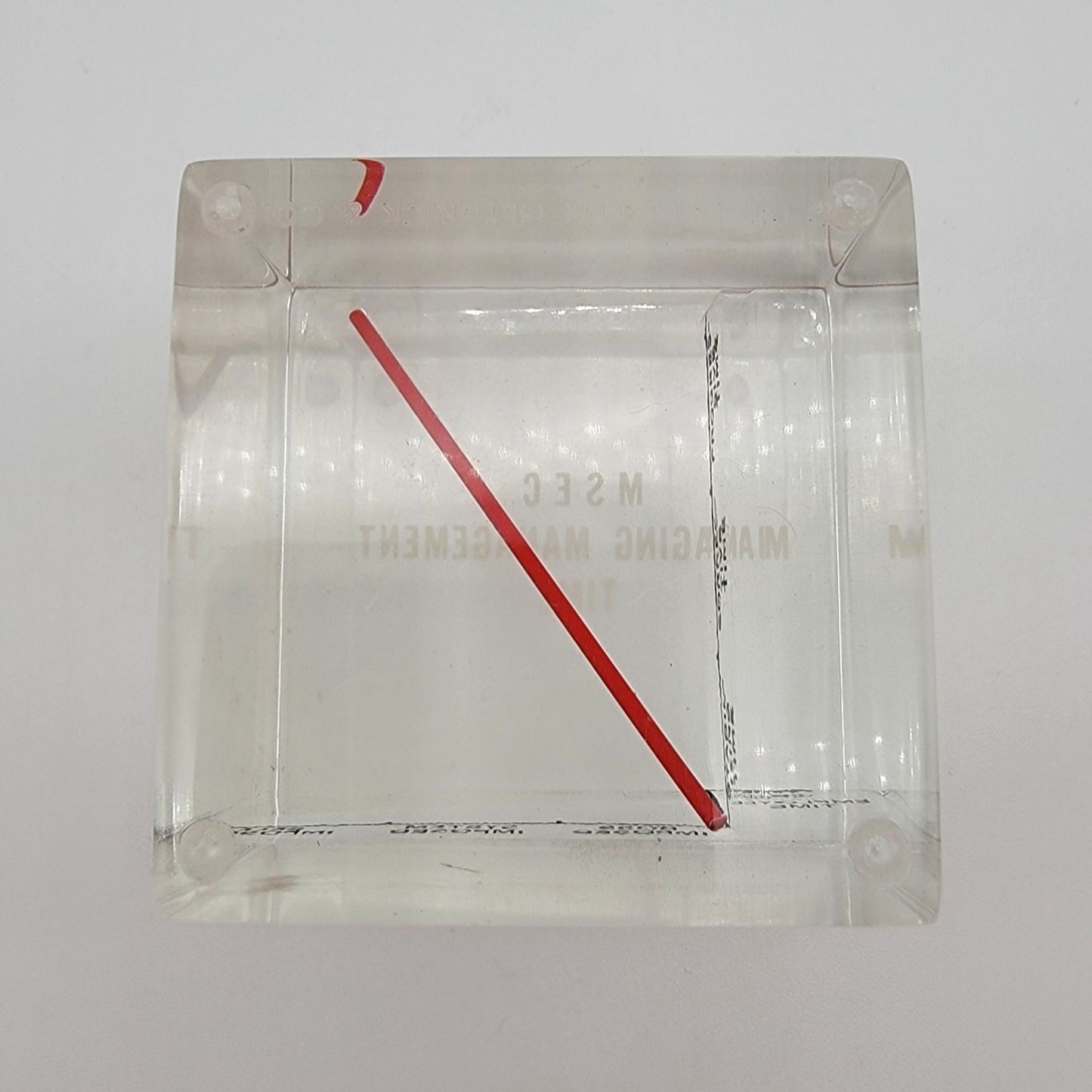 Vintage 1962 Oncken Heydrick & Co Managing Management Time Lucite Cube Paperweight