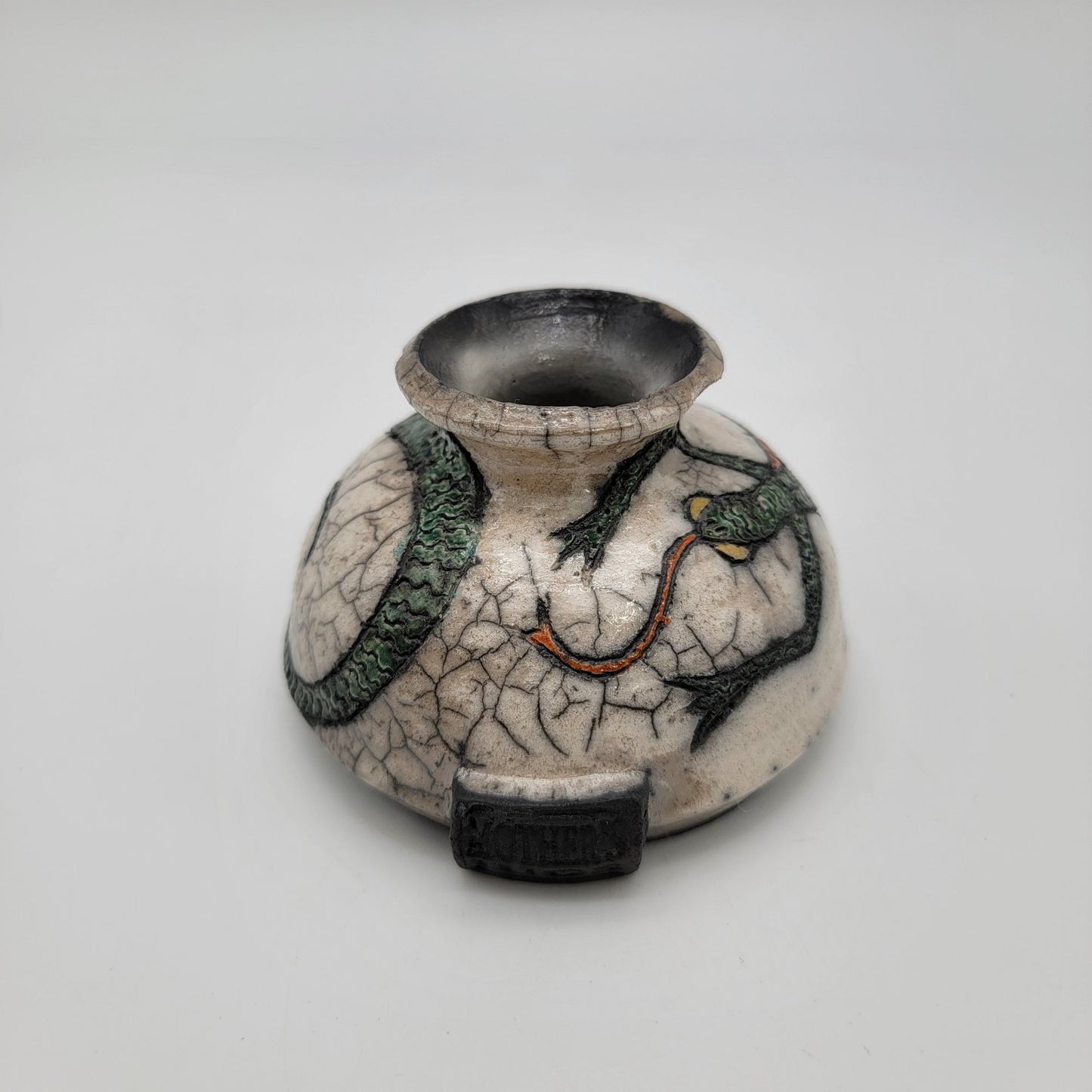 Vintage Mother's Jugs Raku Pottery Vase With Lizard