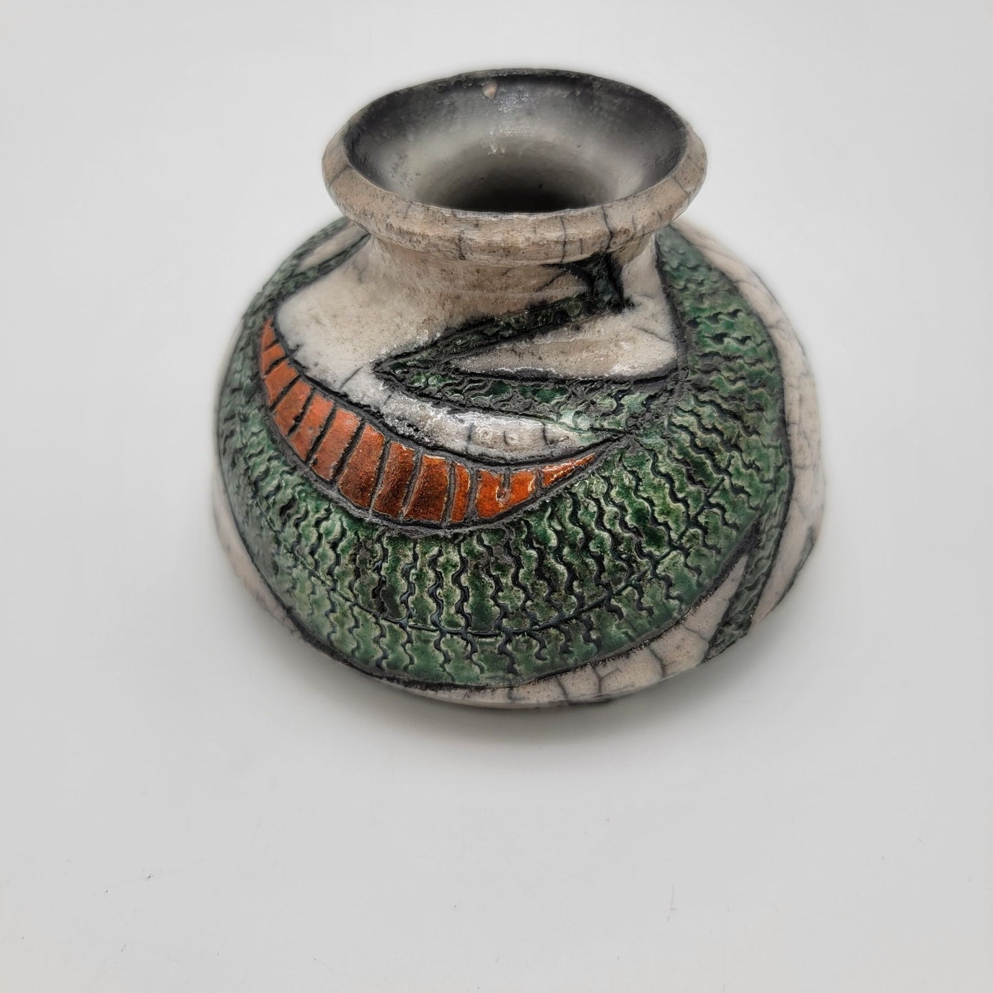 Vintage Mother's Jugs Raku Pottery Vase With Lizard