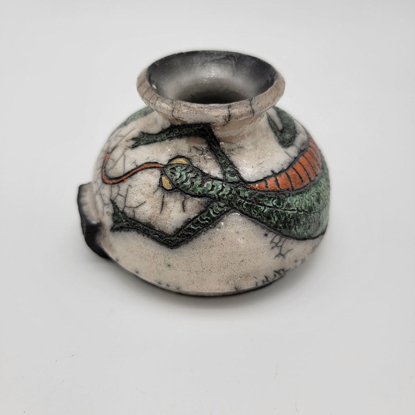 Vintage Mother's Jugs Raku Pottery Vase With Lizard