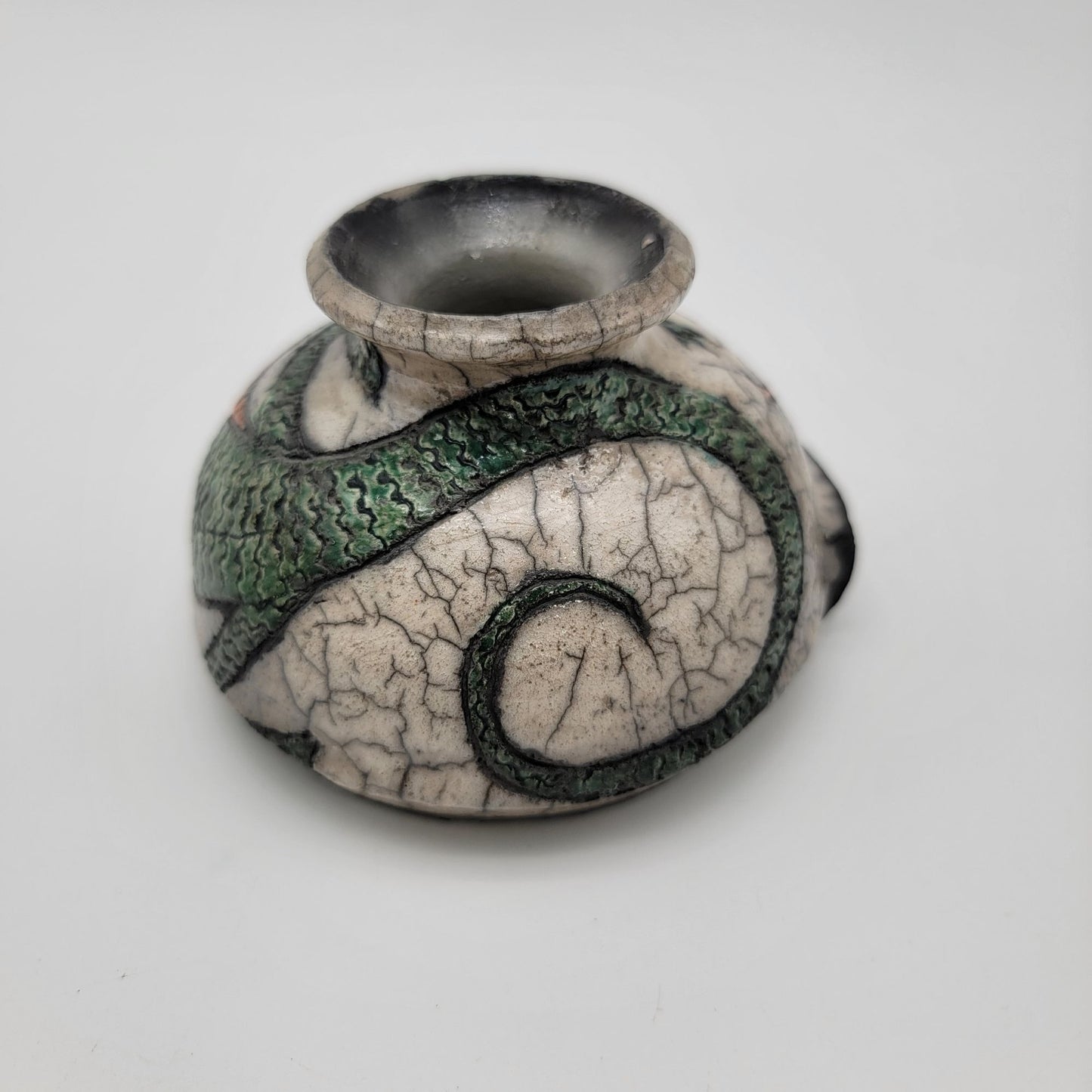 Vintage Mother's Jugs Raku Pottery Vase With Lizard