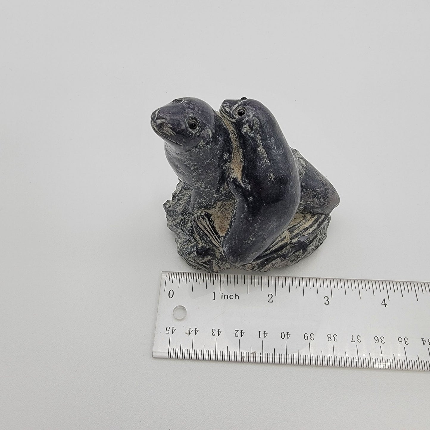 Wolfe Inuit Soapstone Sculpture Seals On Iceberg