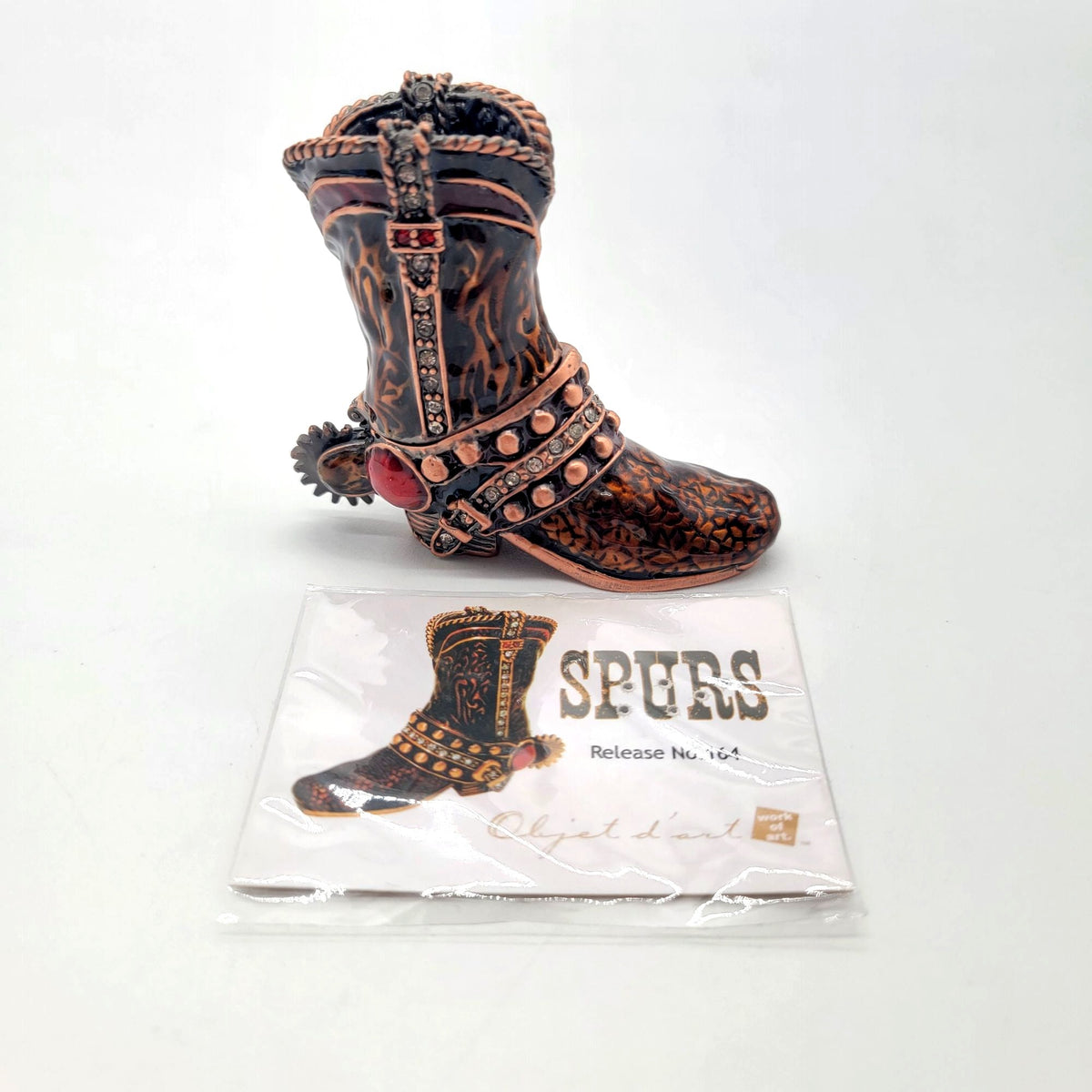 Objet D' Art Spurs Cowboy Boot Trinket Box Artform No.164
