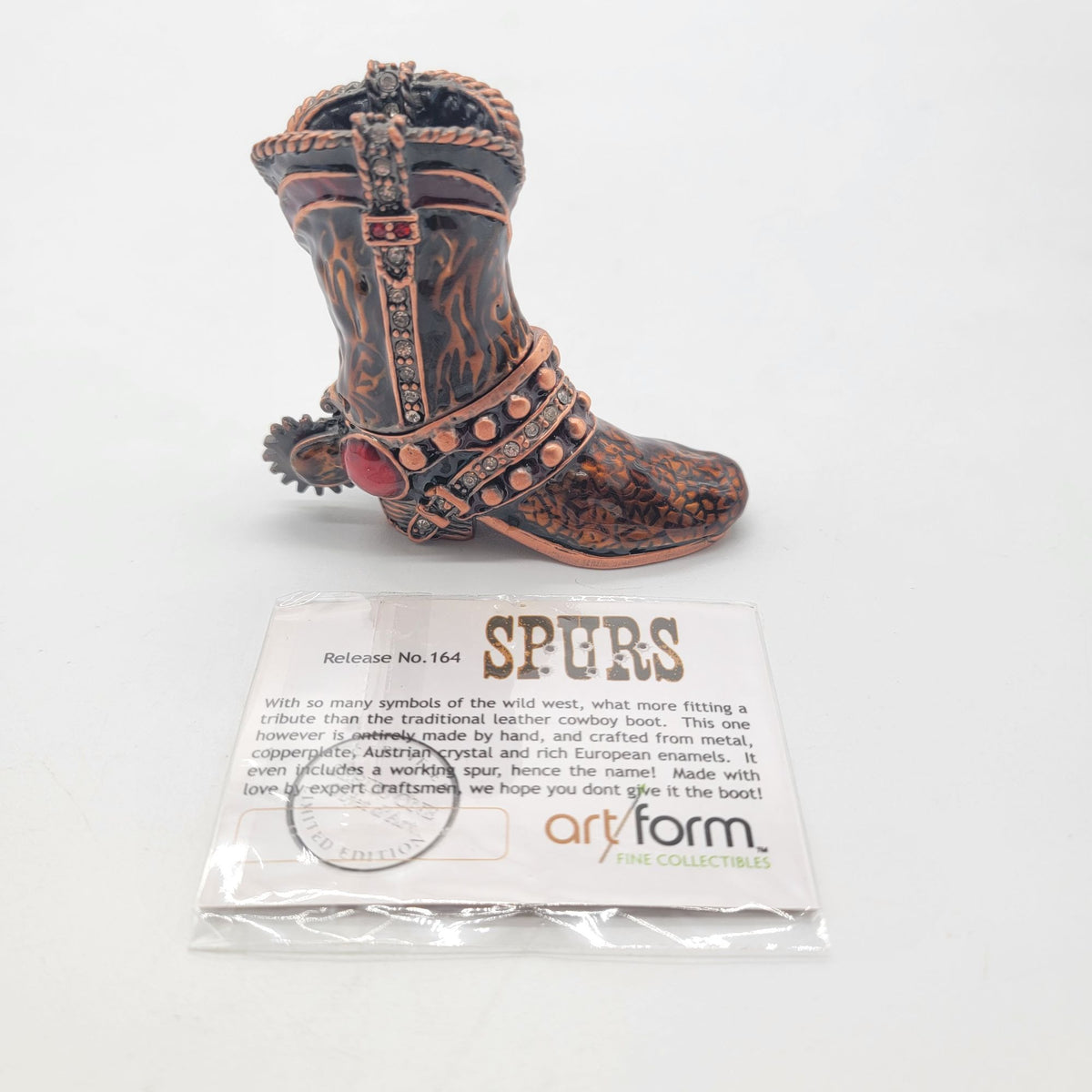 Objet D' Art Spurs Cowboy Boot Trinket Box Artform No.164