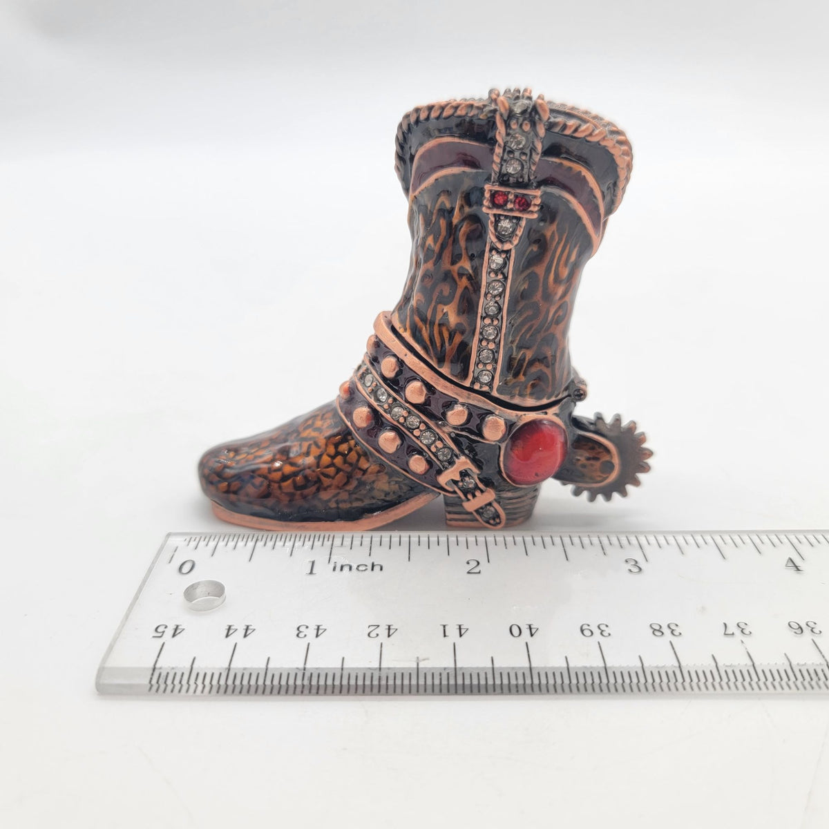 Objet D' Art Spurs Cowboy Boot Trinket Box Artform No.164