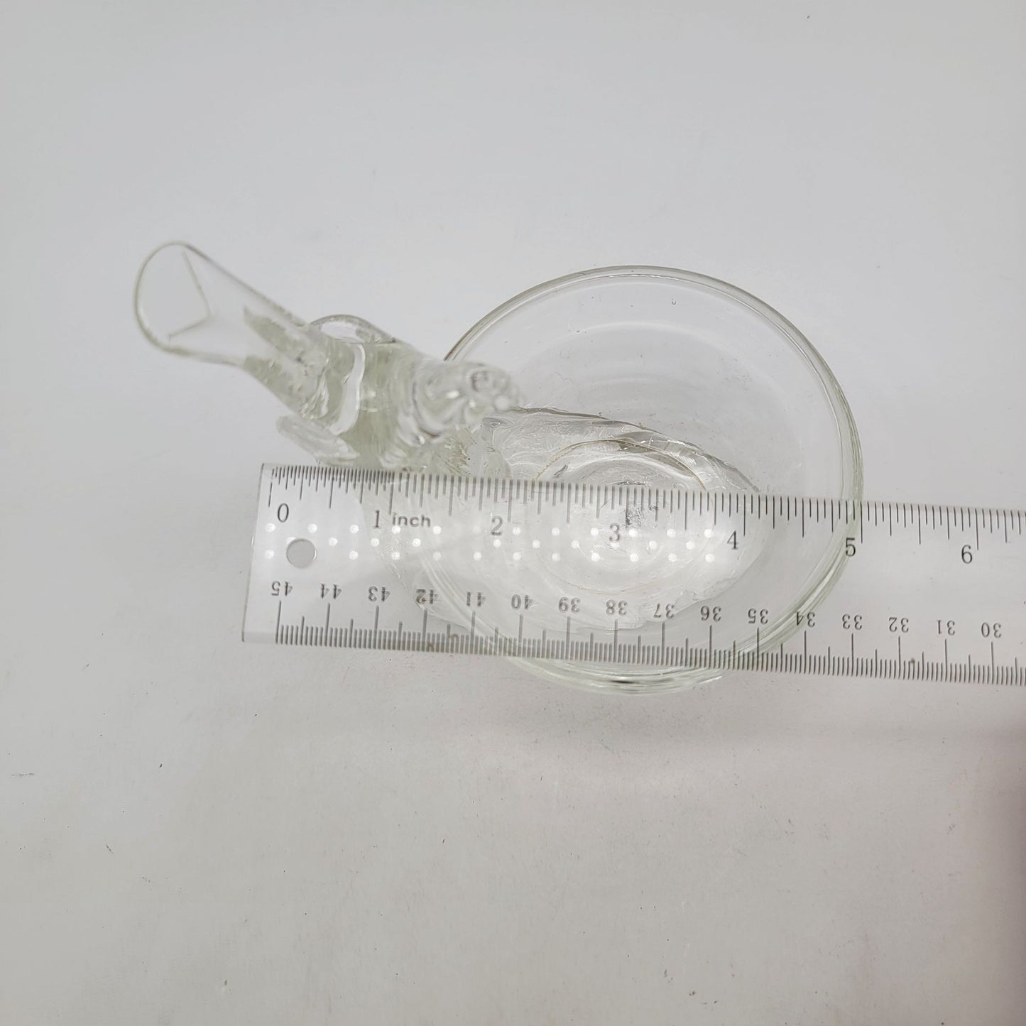 Vintage Clear Glass Bird On Bird Bath Trinket Bowl