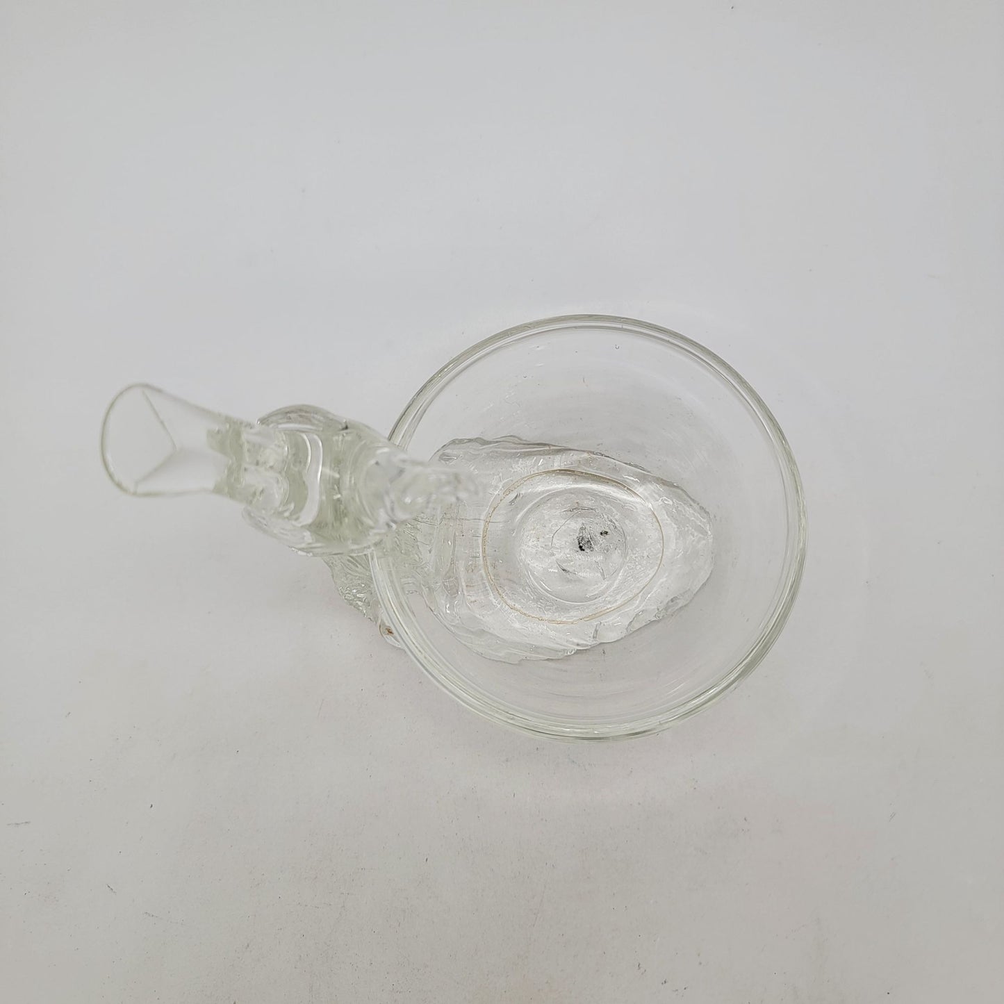 Vintage Clear Glass Bird On Bird Bath Trinket Bowl