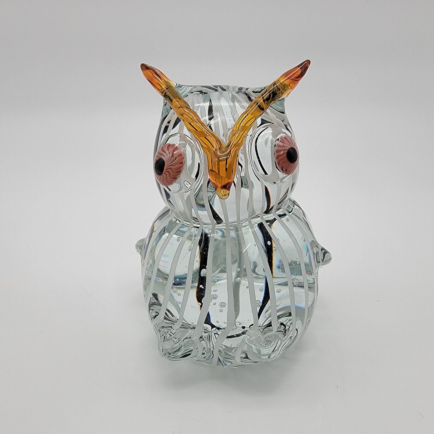 Hand Blown Art Glass Owl Sculpture
