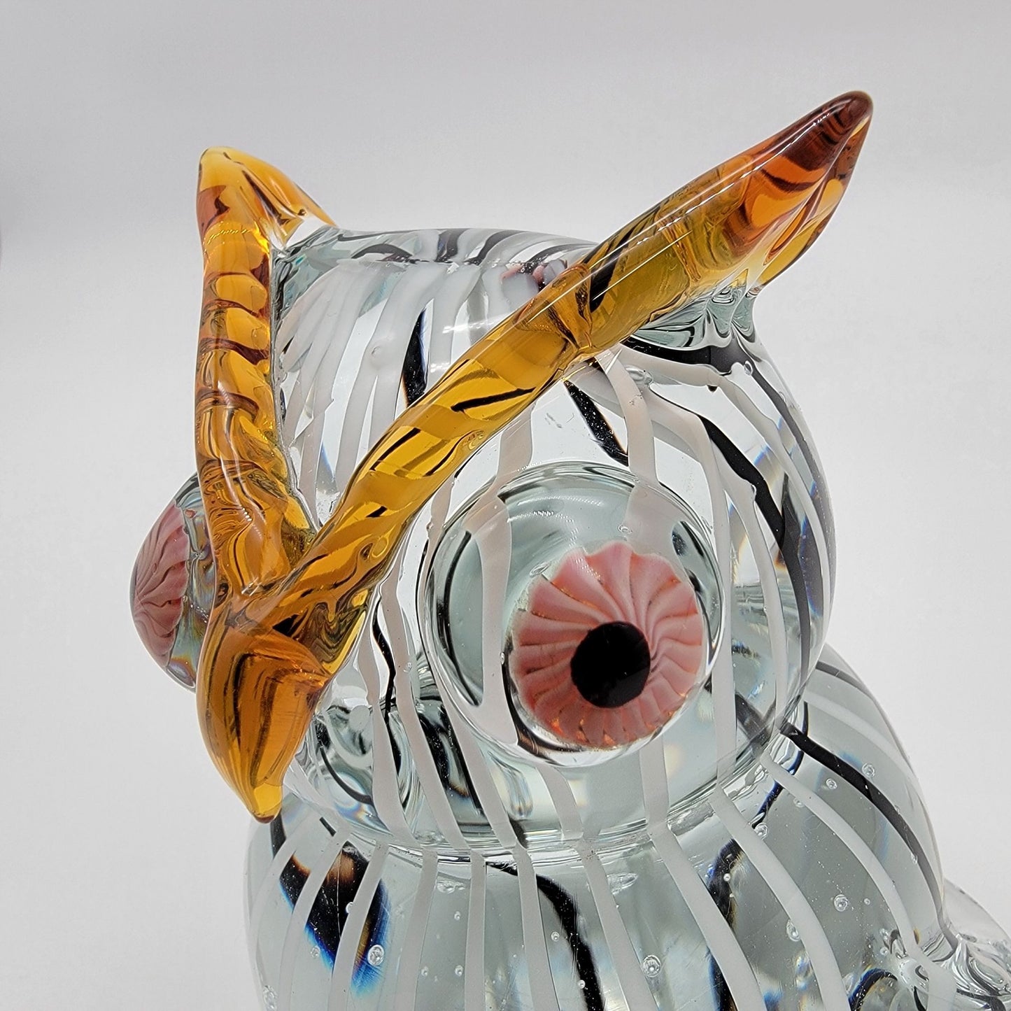 Hand Blown Art Glass Owl Sculpture