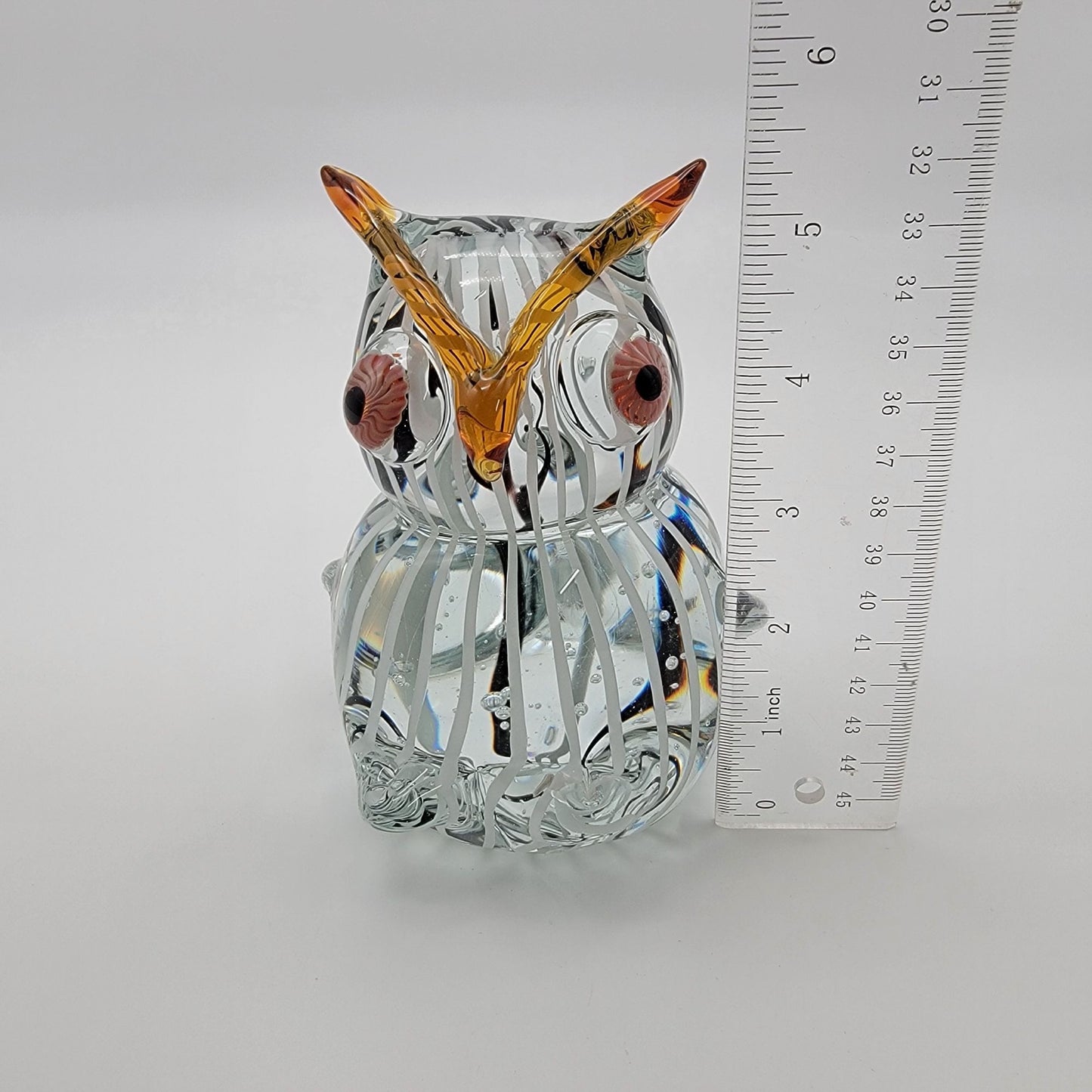 Hand Blown Art Glass Owl Sculpture