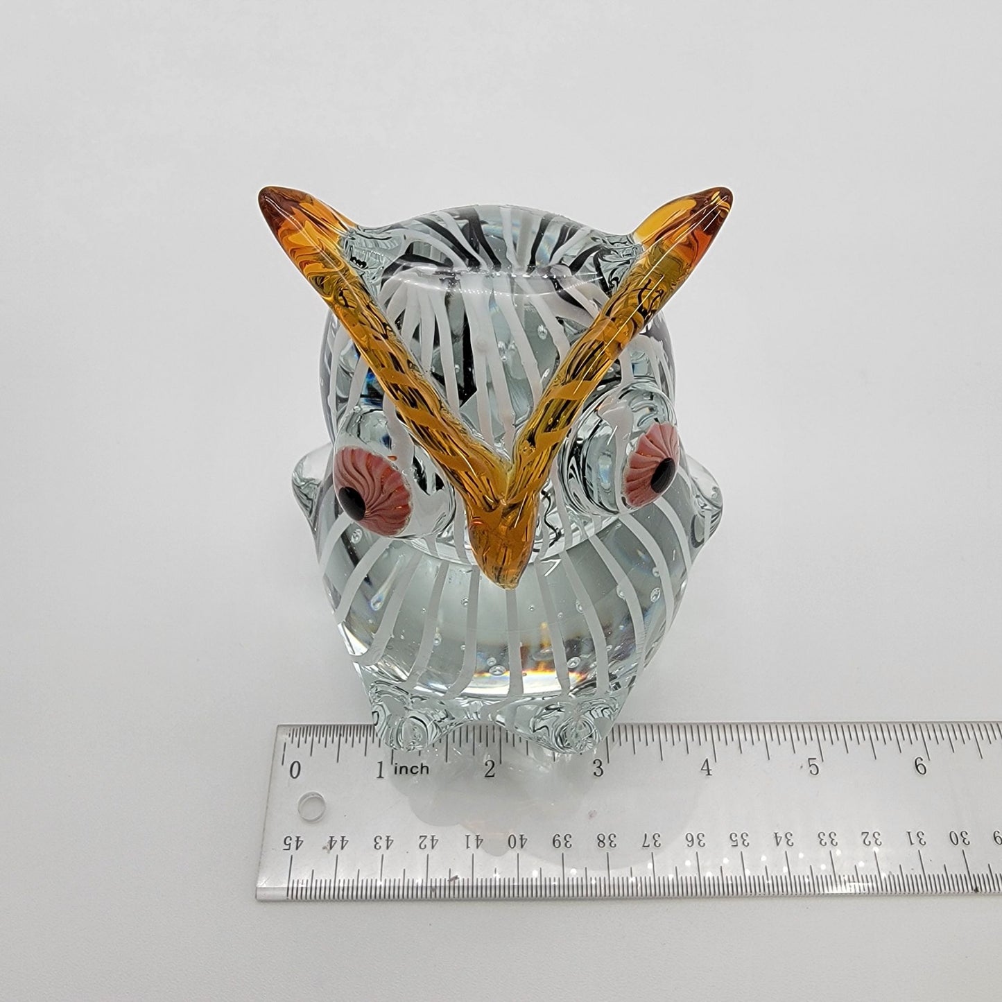 Hand Blown Art Glass Owl Sculpture