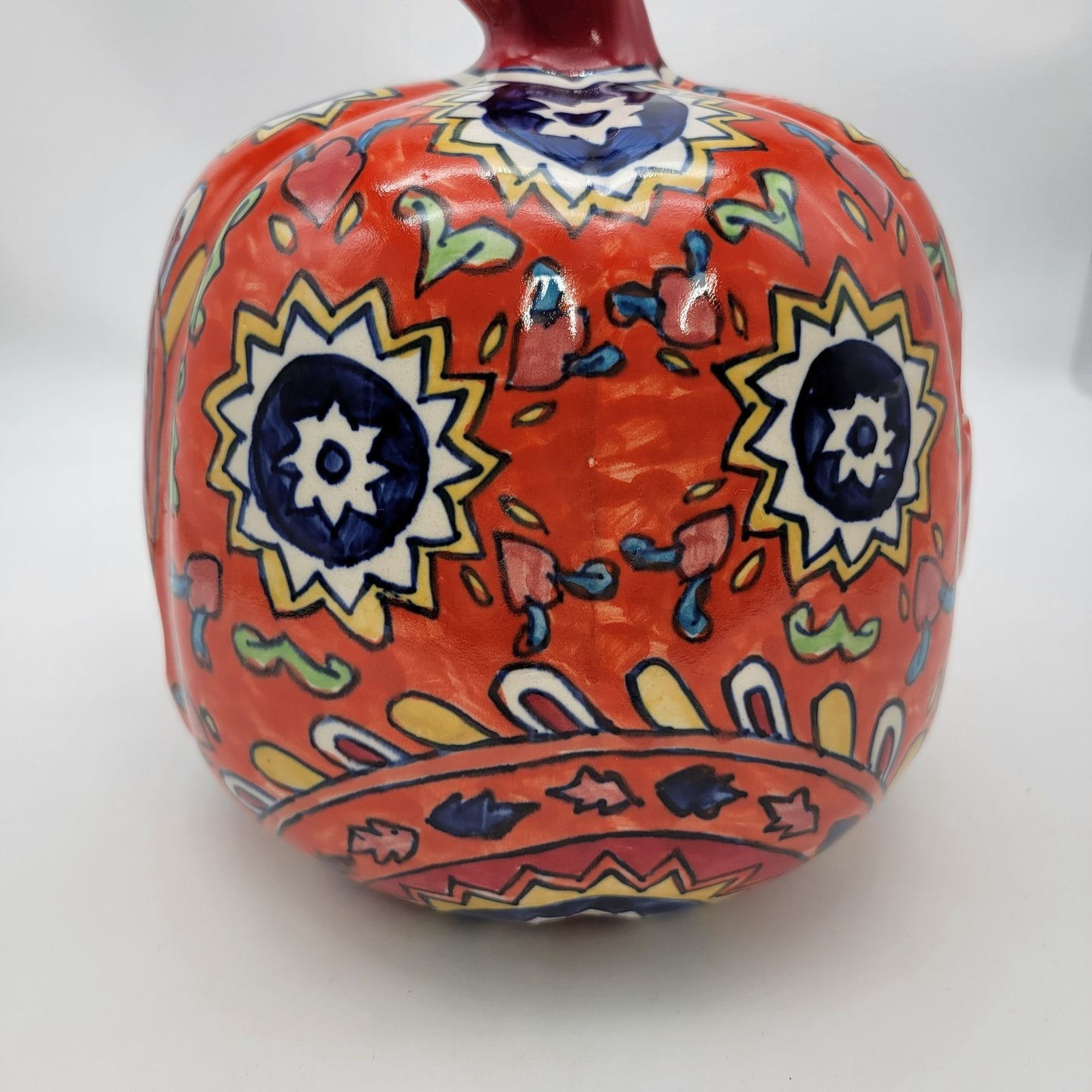 Extra Large Pumpkin Candle Holder Talavera Style Jack O Lantern 11"