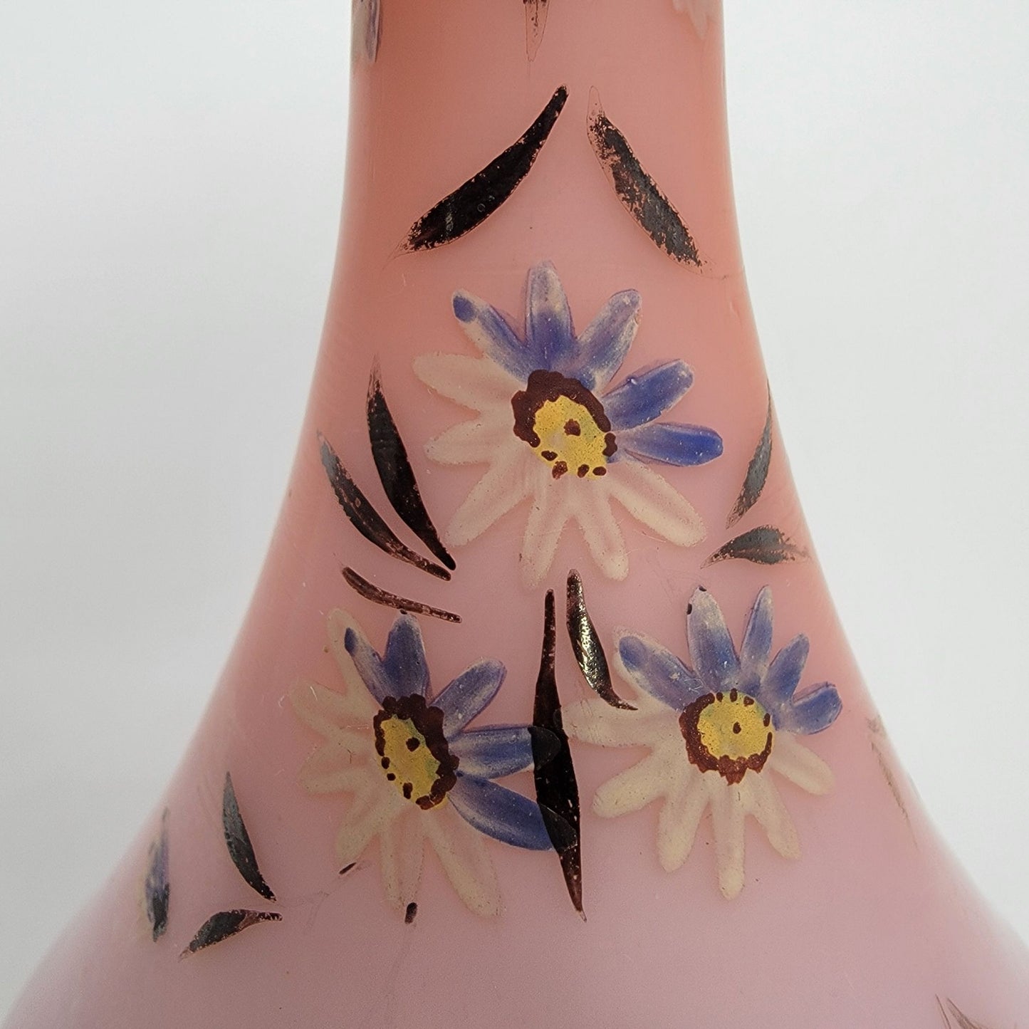 Antique Victorian Handpainted Peach Blow Satin Glass Vase