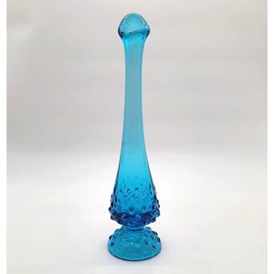 1970s Fenton Colonial Blue Hobnail Swung Bud Vase
