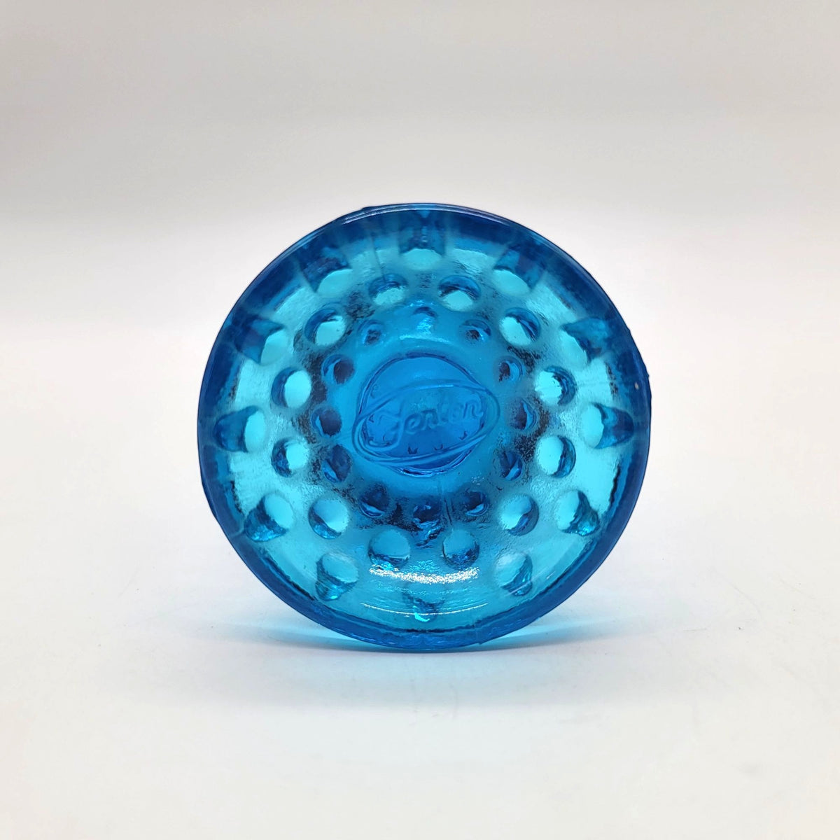 1970s Fenton Colonial Blue Hobnail Swung Bud Vase