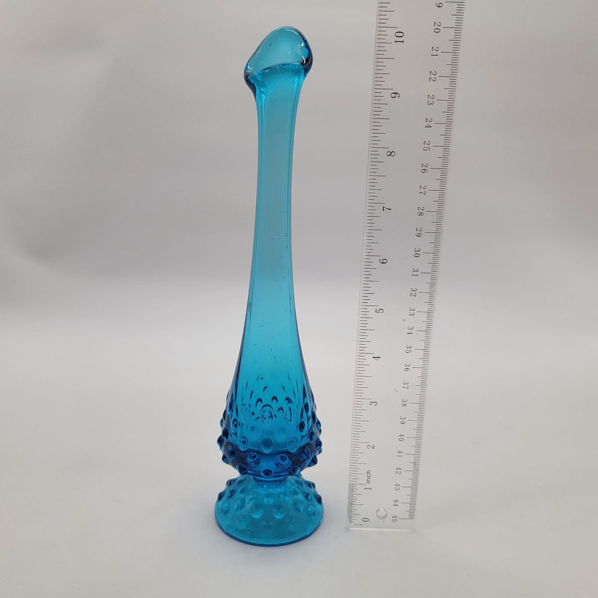 1970s Fenton Colonial Blue Hobnail Swung Bud Vase